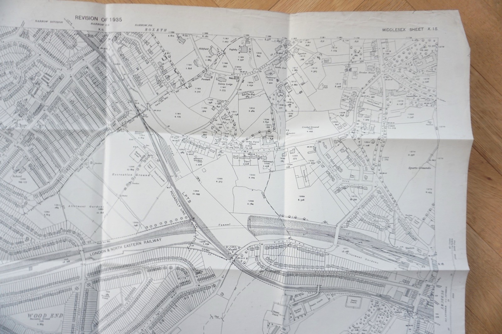 1935 South Harrow Wood End London LNER Railway OS Railway Map