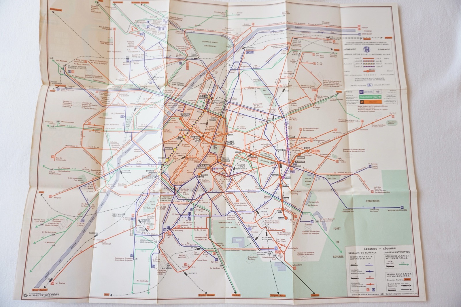Sept 1976 Belgium Brussels Tram Tramways Railway Bus Map