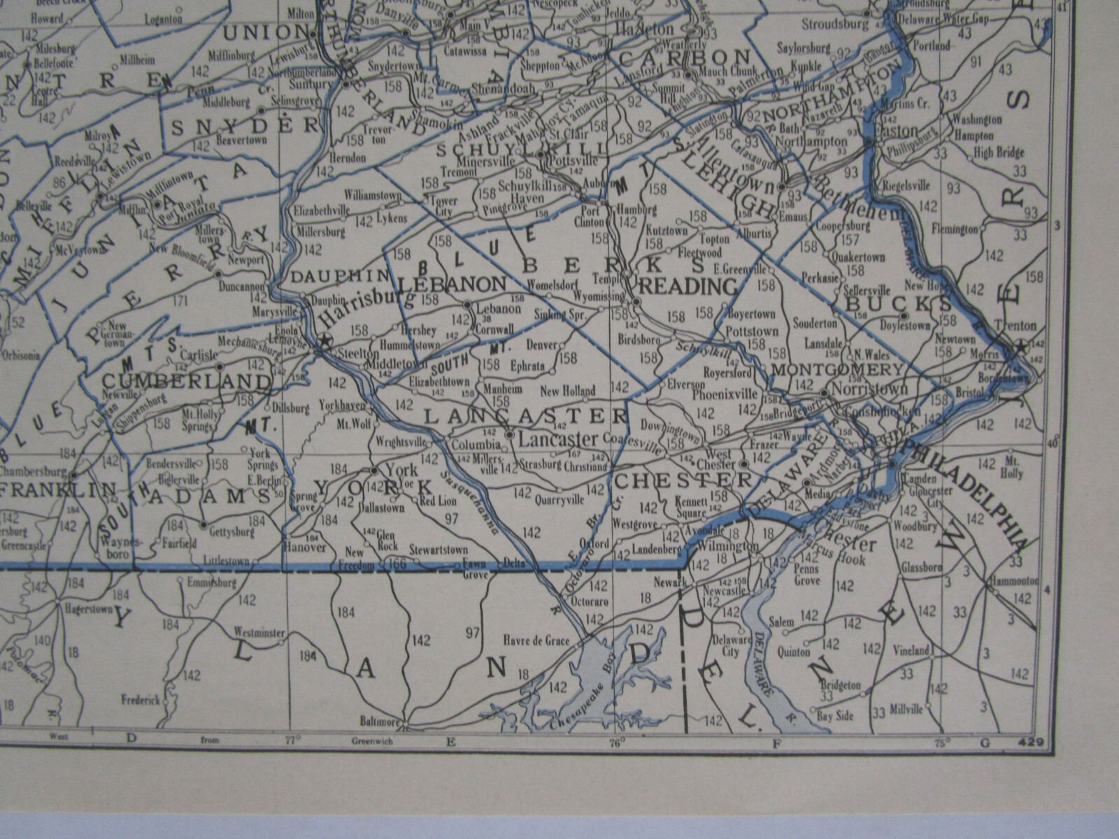 PA SC 1931 PENNSYLVANIA State RAILROAD Map or SOUTH CAROLINA Map