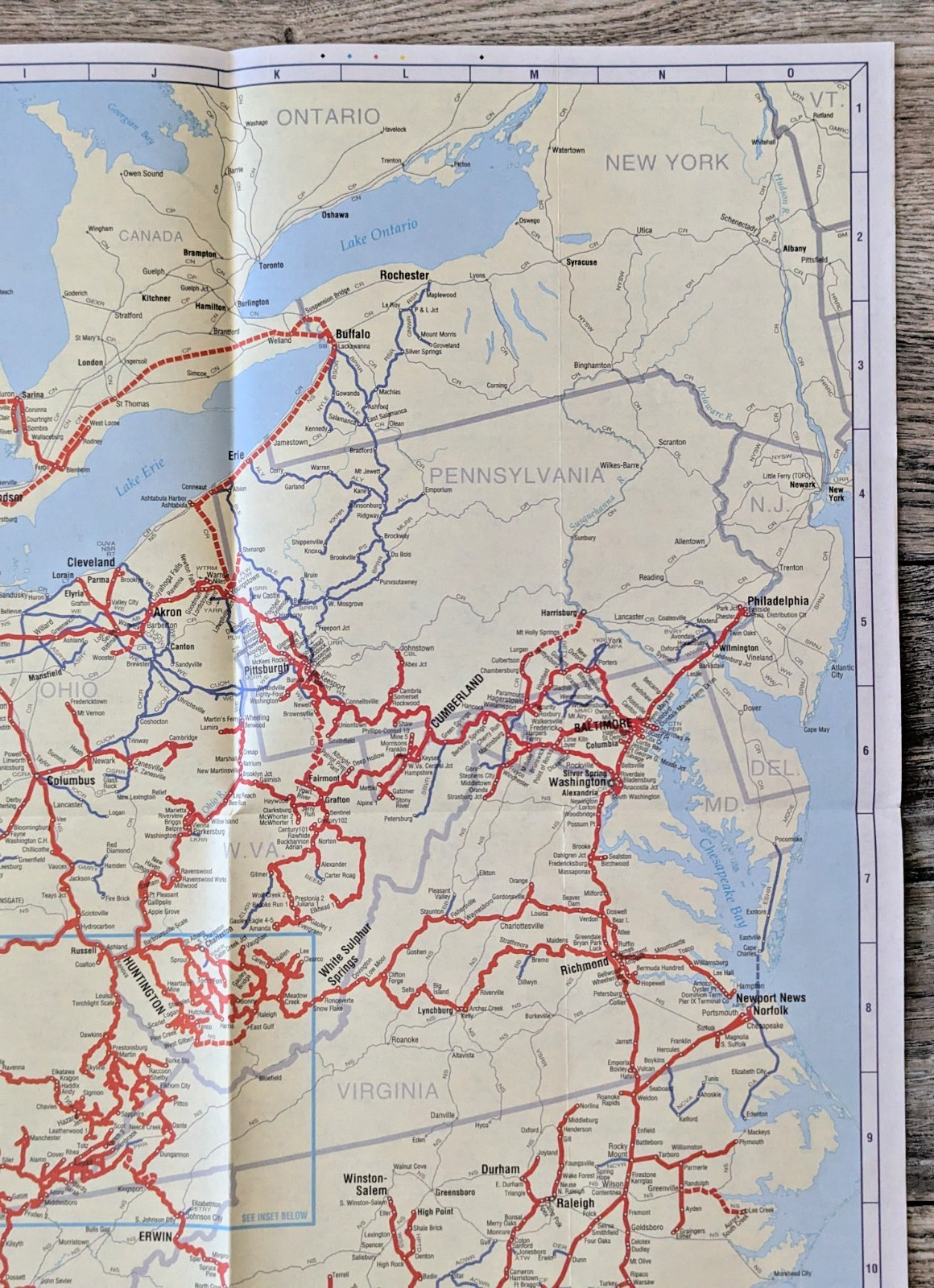 1995 Vintage CSX Transportation Railroad System Map