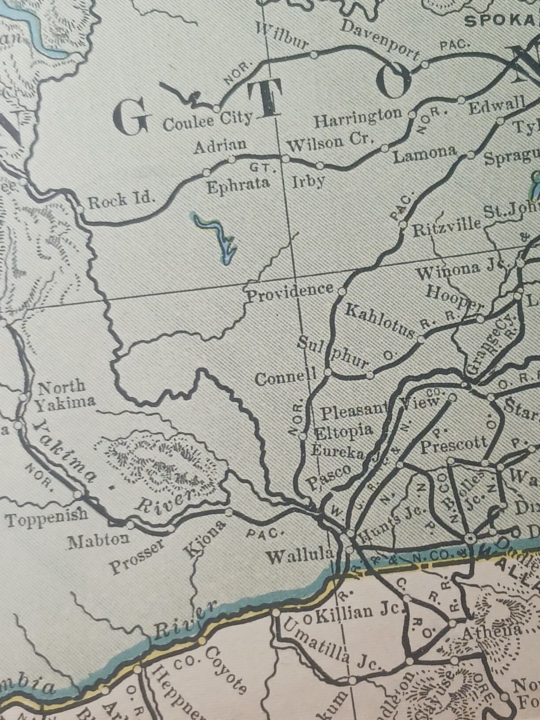 ~1904 Antique Railroad Map WASHINGTON OREGON All railway Routes Depots 11×9″