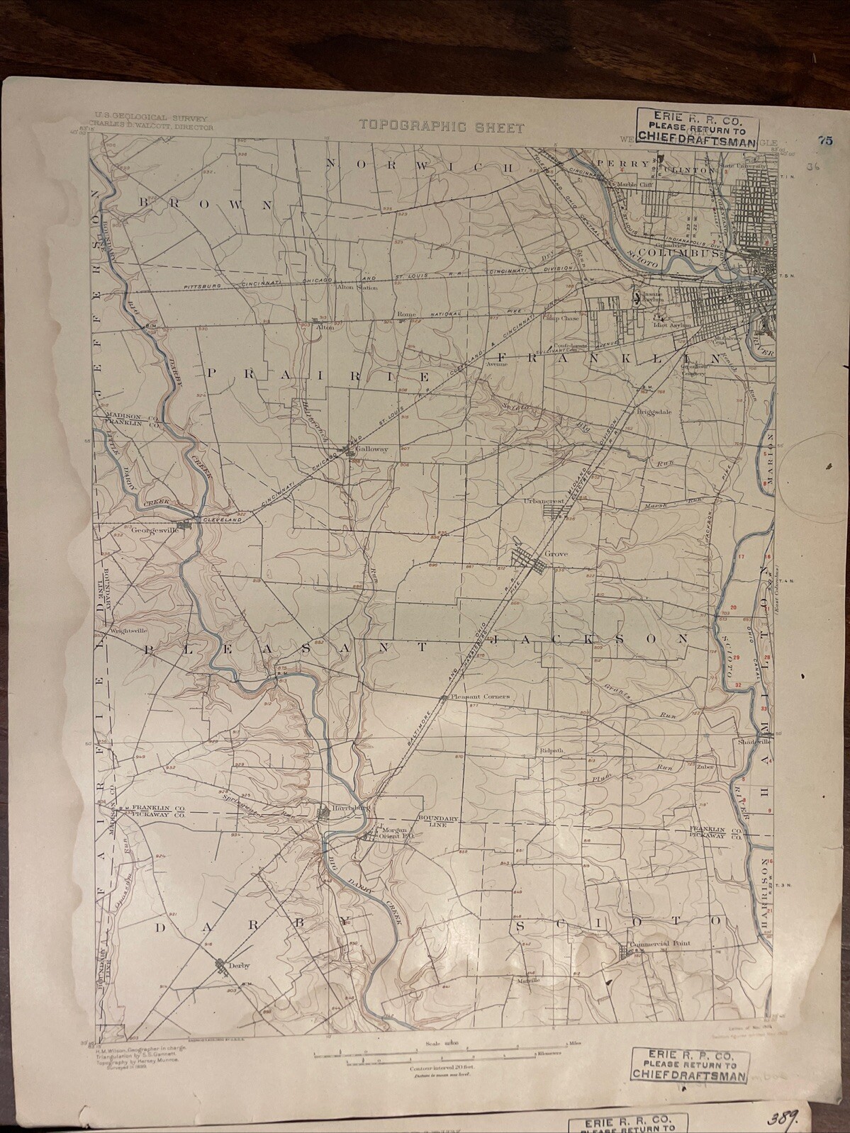 1917 ERIE RR Co Topographic Maps WOOSTER XENIA W COLUMBUS YOUNGSTOWN WESTERVILLE