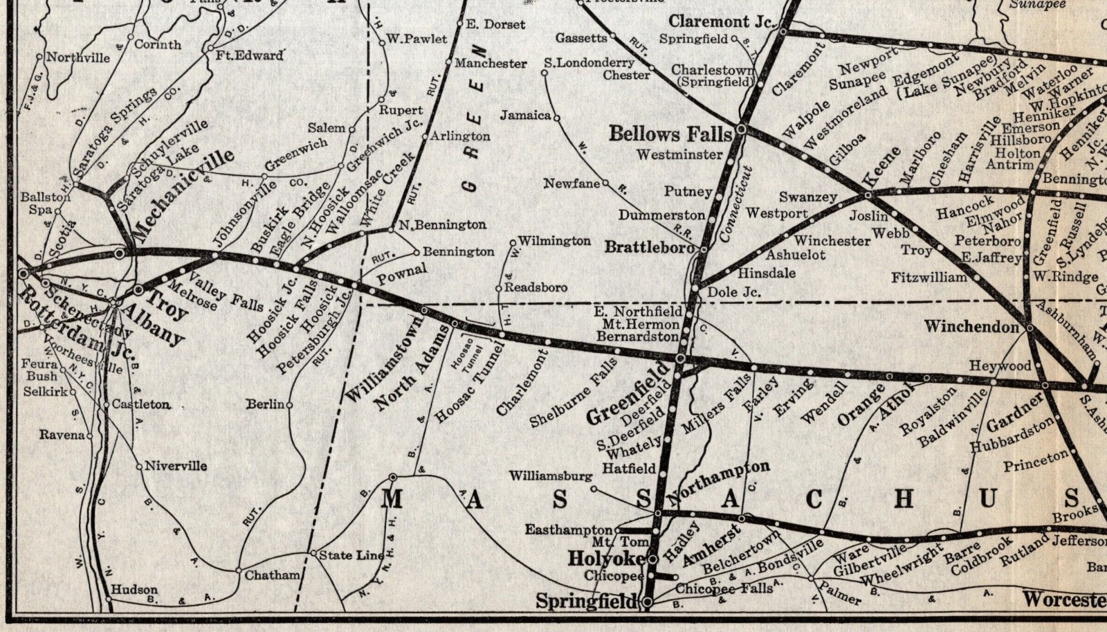 1931 Antique BOSTON and MAINE RAILROAD Map Vintage Railway Map 3059