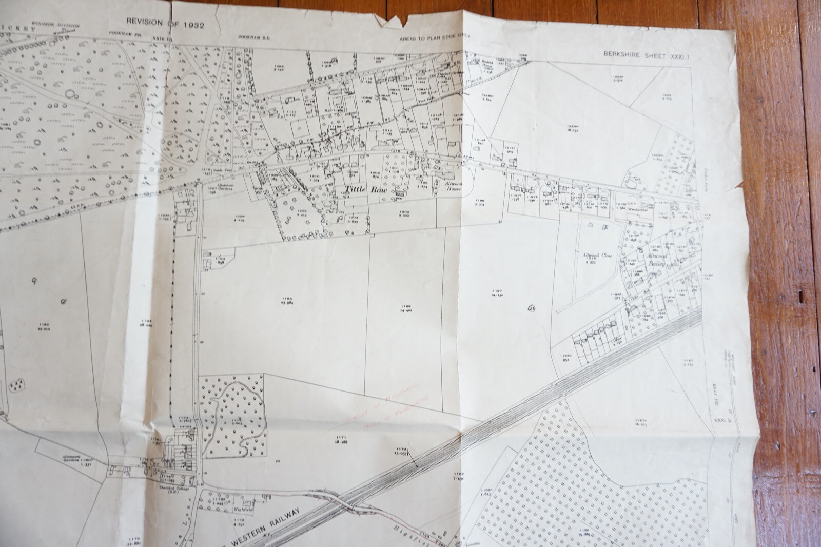 1932 Wolley Green Tittle Row GWR Great Western Railway OS Railway Map