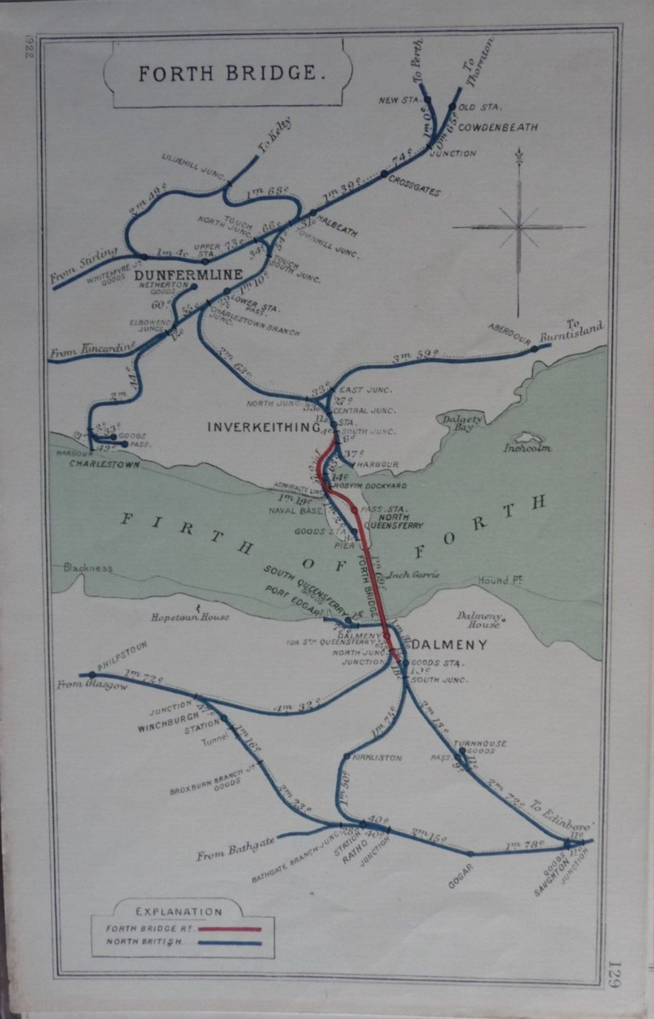 EB06 – 019 – Railway Clearing House Map – Forth Bridge – 1922