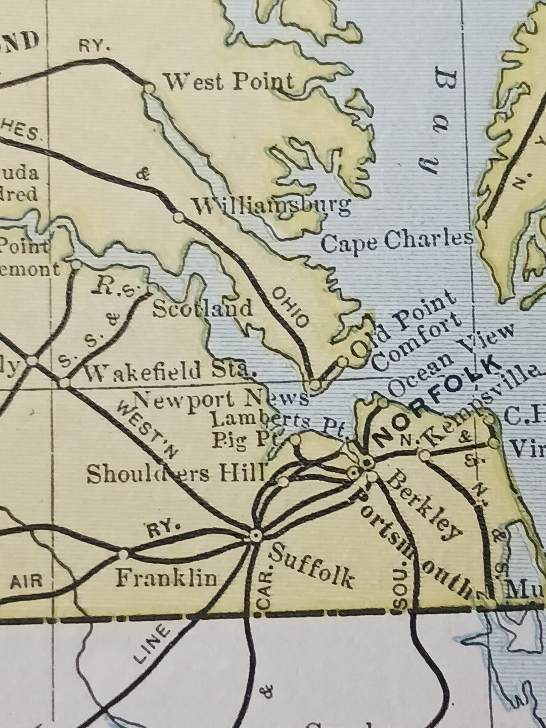 ~1904 Railroad Map West Virginia Maryland Delaware VA all lines Depots 11″x9″