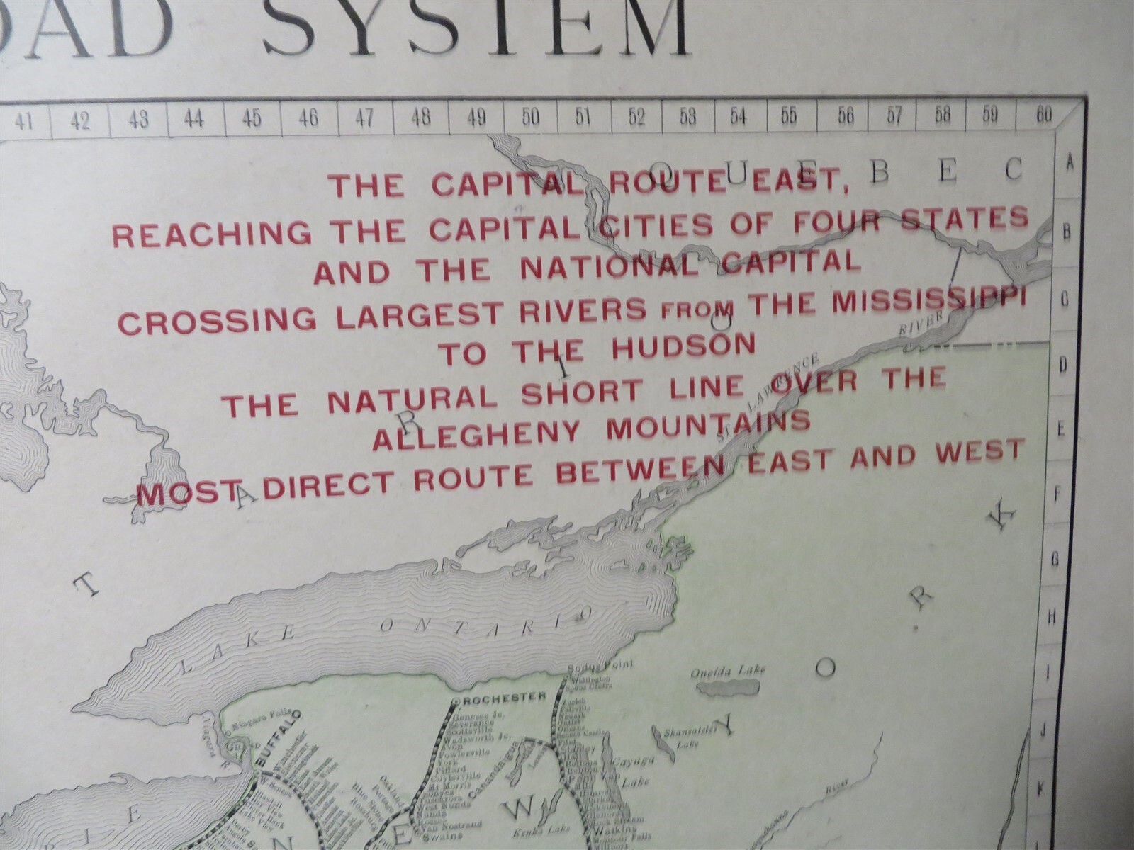 Original Pennsylvania Standard Railroad System Capital Route Map 27×20 Vintage