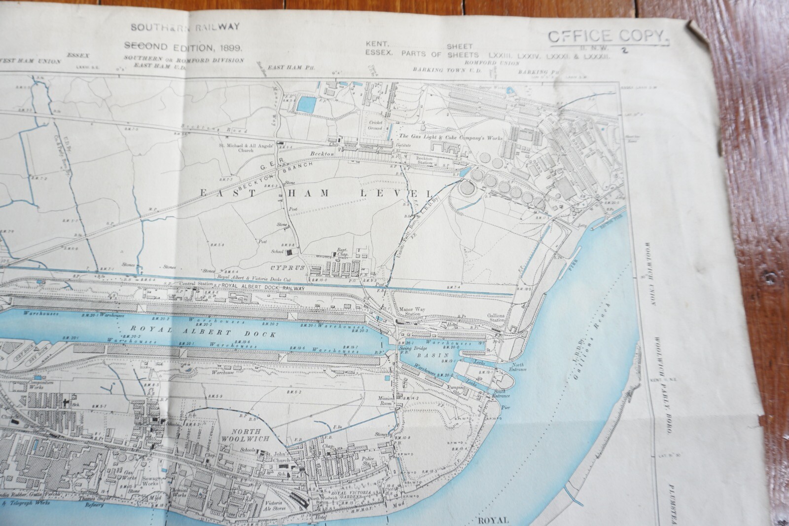 1899 Royal Albert Dock East Ham London Thames Southern Railway OS Railway Map