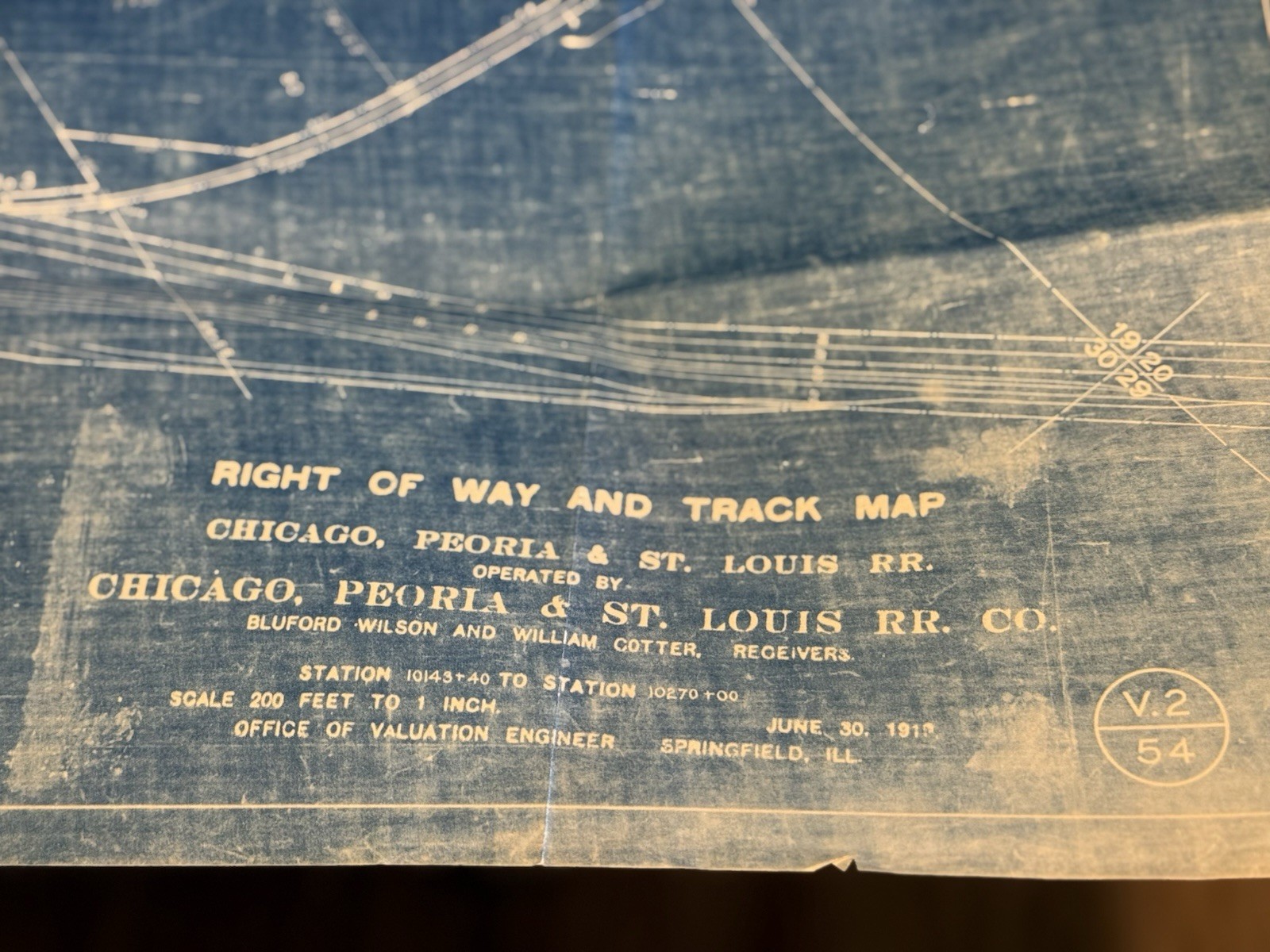 Chicago Peoria St. Louis Right of Way Track Map C P&St L RR 1919 Springfield Ill