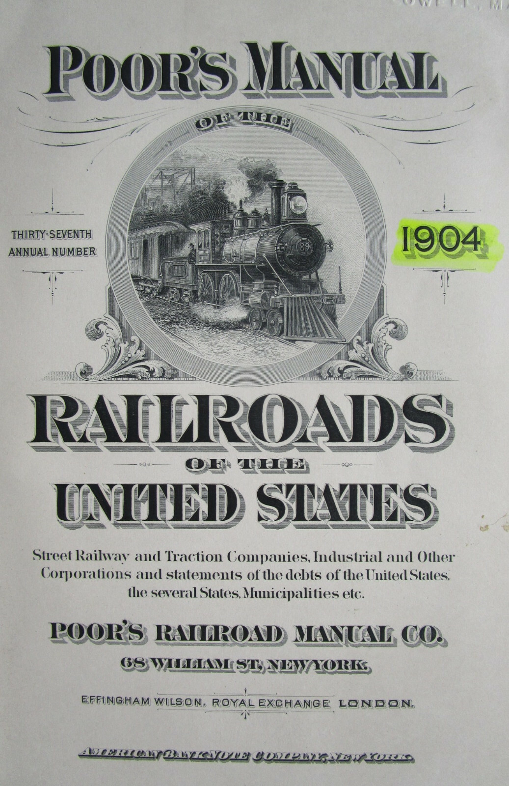 CO UT AZ NM DATED 1904 UTAH, COLORADO, NEW MEXICO, ARIZONA Poor’s Railroad Map