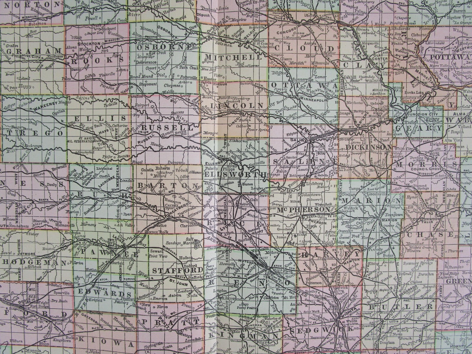 KS DATED 1902, 1888 KANSAS RAND McNALLY NEW BUSINESS ATLAS Map. Full index