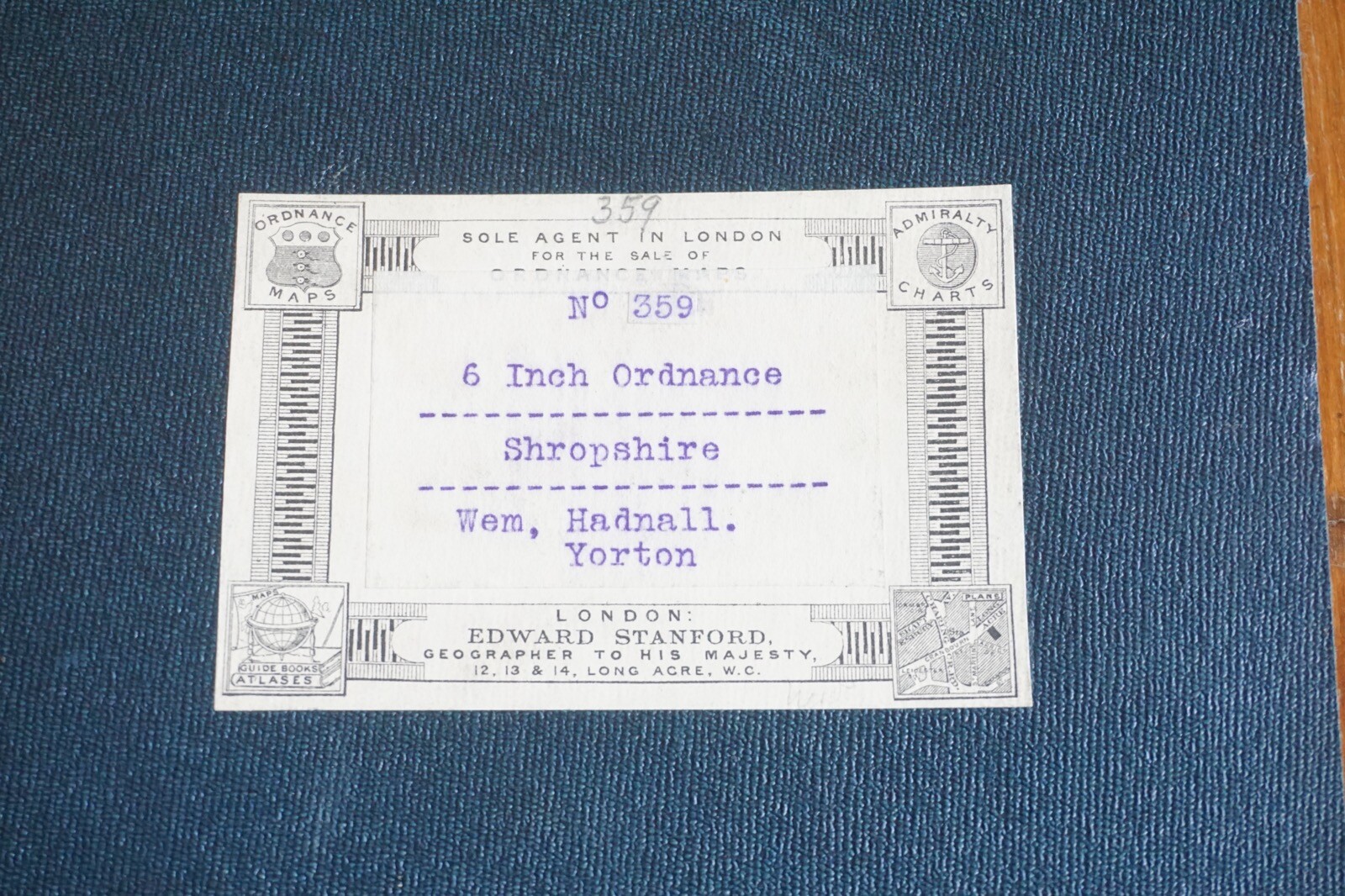 1903 Wem Hadnall Yorton Loppington Shropshire Ordance Railway Linen Map