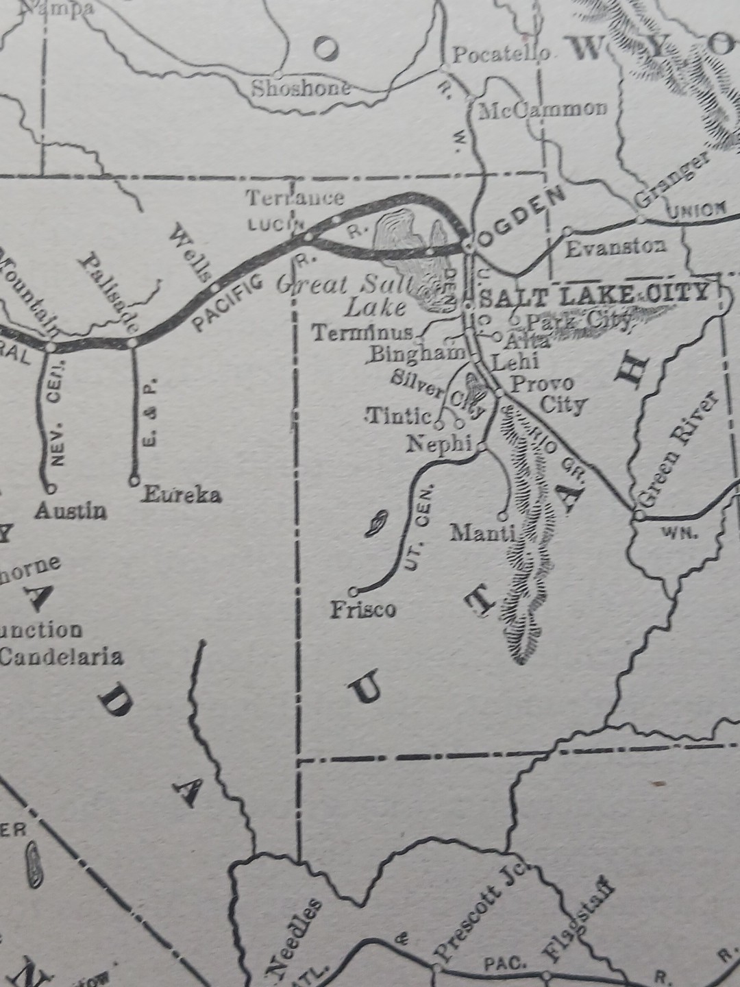 ~1906 Train Route Map SOUTHERN PACIFIC SYSTEM railway California Arizona Utah