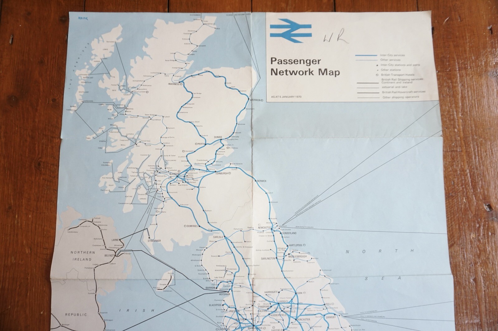 Jan 1970 British Rail Passenger Network Railway Map Western Region