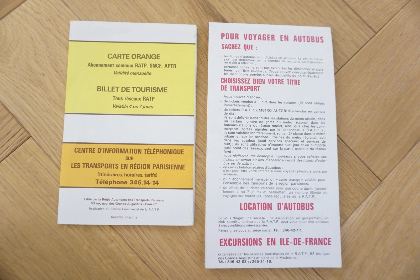 1976 Paris Autobus Metro Map Bus Railway Map x2 France