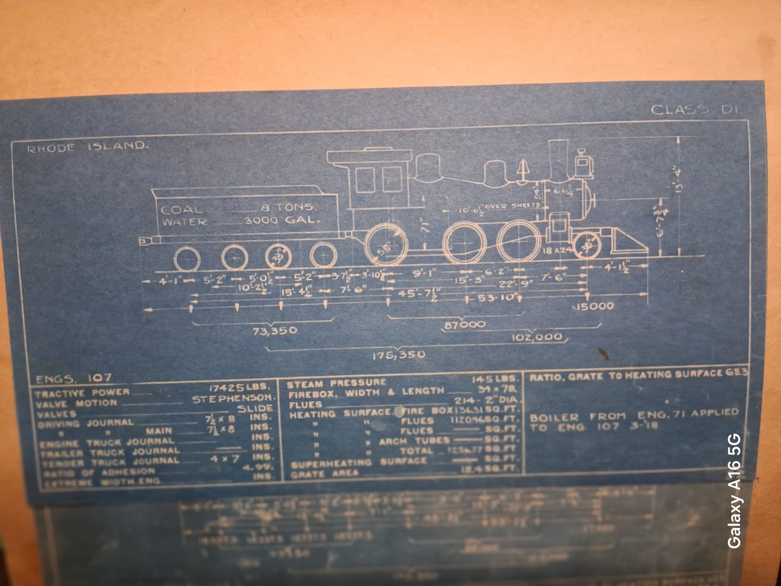 CHICAGO GREAT WESTERN RAILROAD 2-6-0 LOCOMOTIVE #107 ORIG 1924 BLUEPRINT DATA