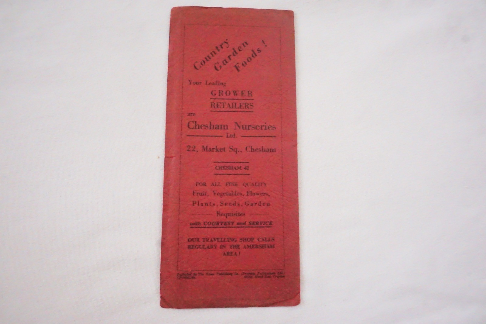 c1930s Chesham Amersham & District Railway Map