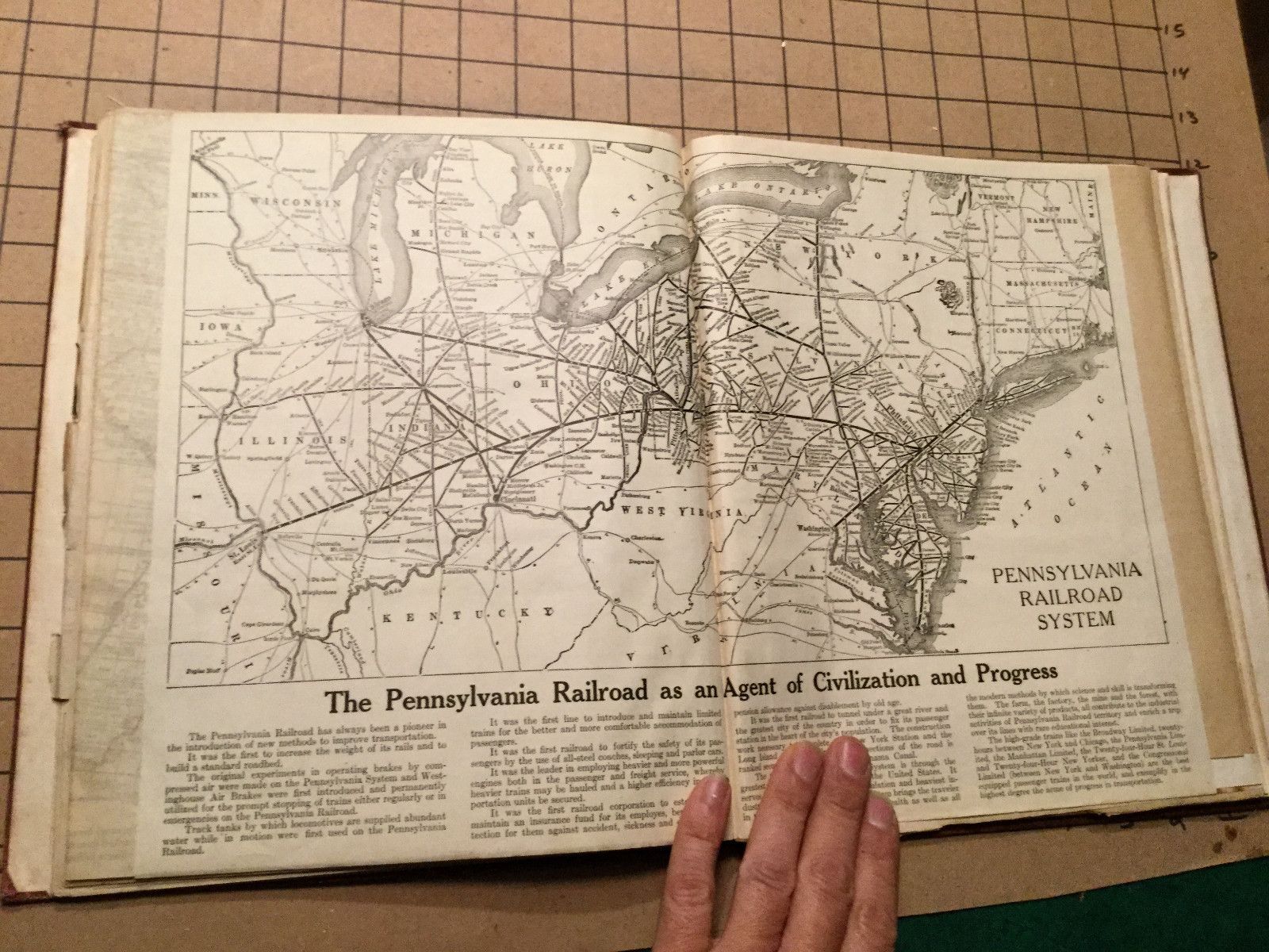 Vintage Map — RAILWAY — 1913 — PENNSYLVANIA RAILROAD agent of progress