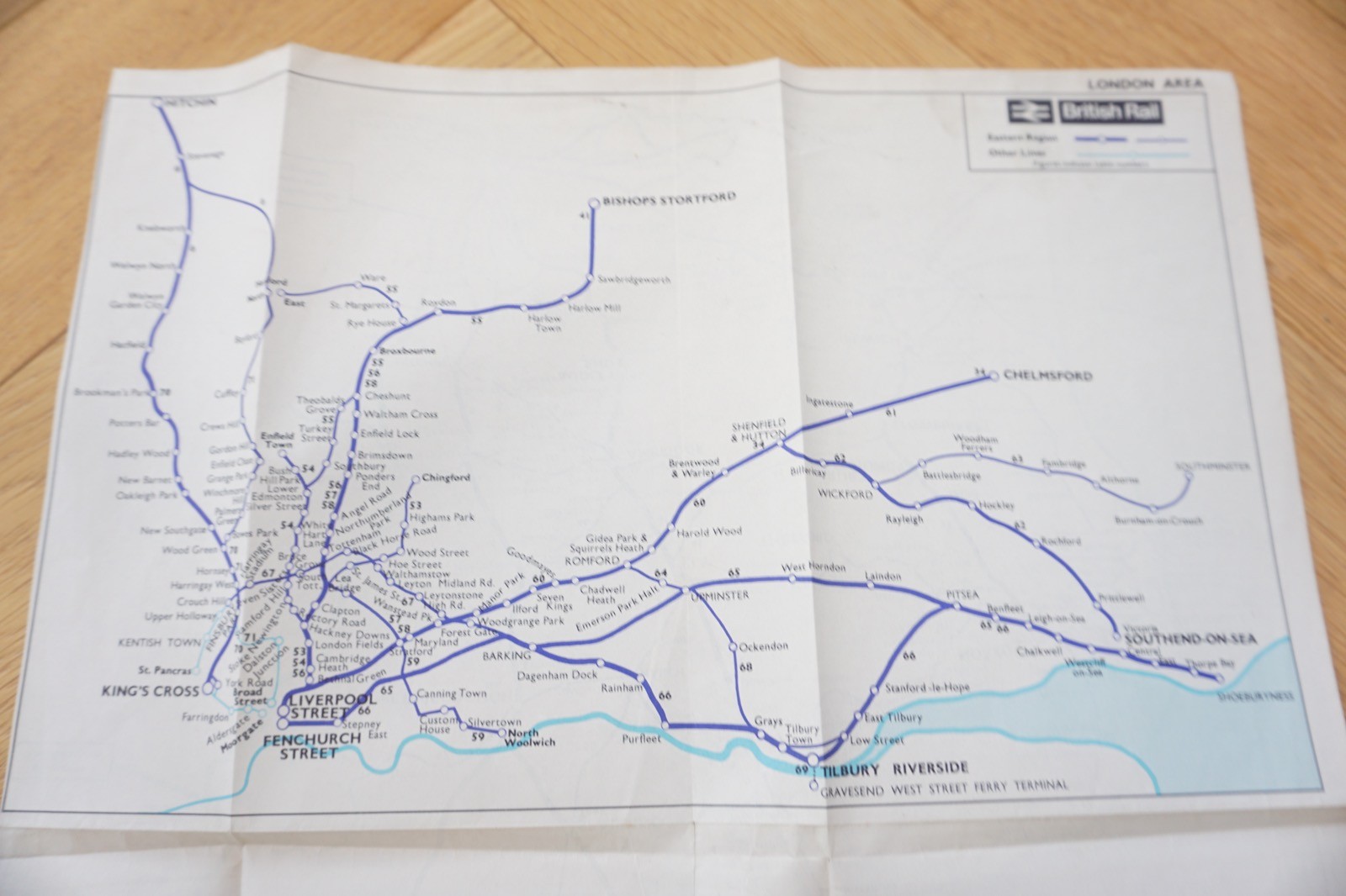 Aug 1967 Eastern Region British Rail Railway Map