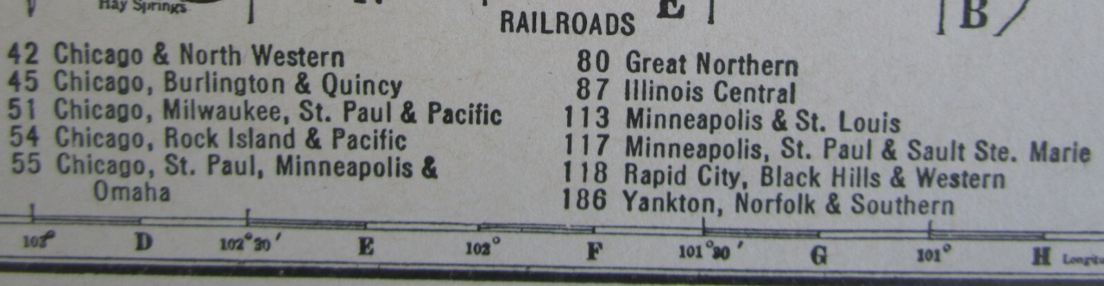 TN SD Vtg 1939 TENNESSEE RAILROAD Map. MORGAN & FENTRESS RR ~or~ SOUTH DAKOTA