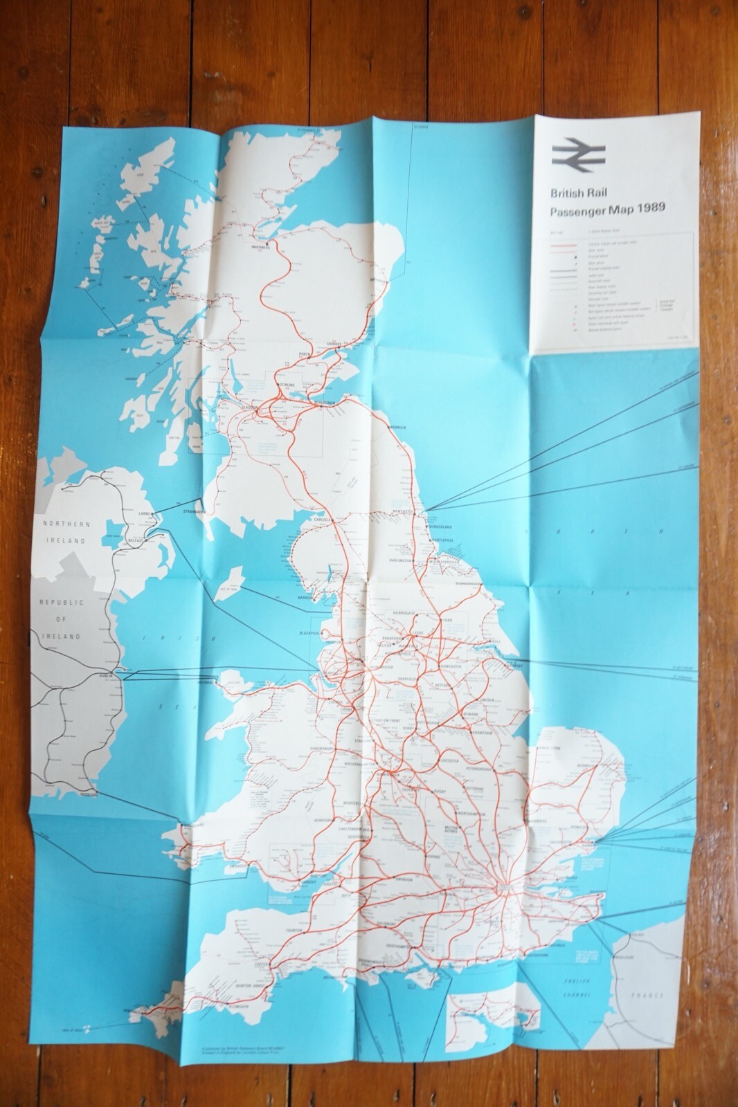 1989 British Rail Passenger Network Railway Map VGC