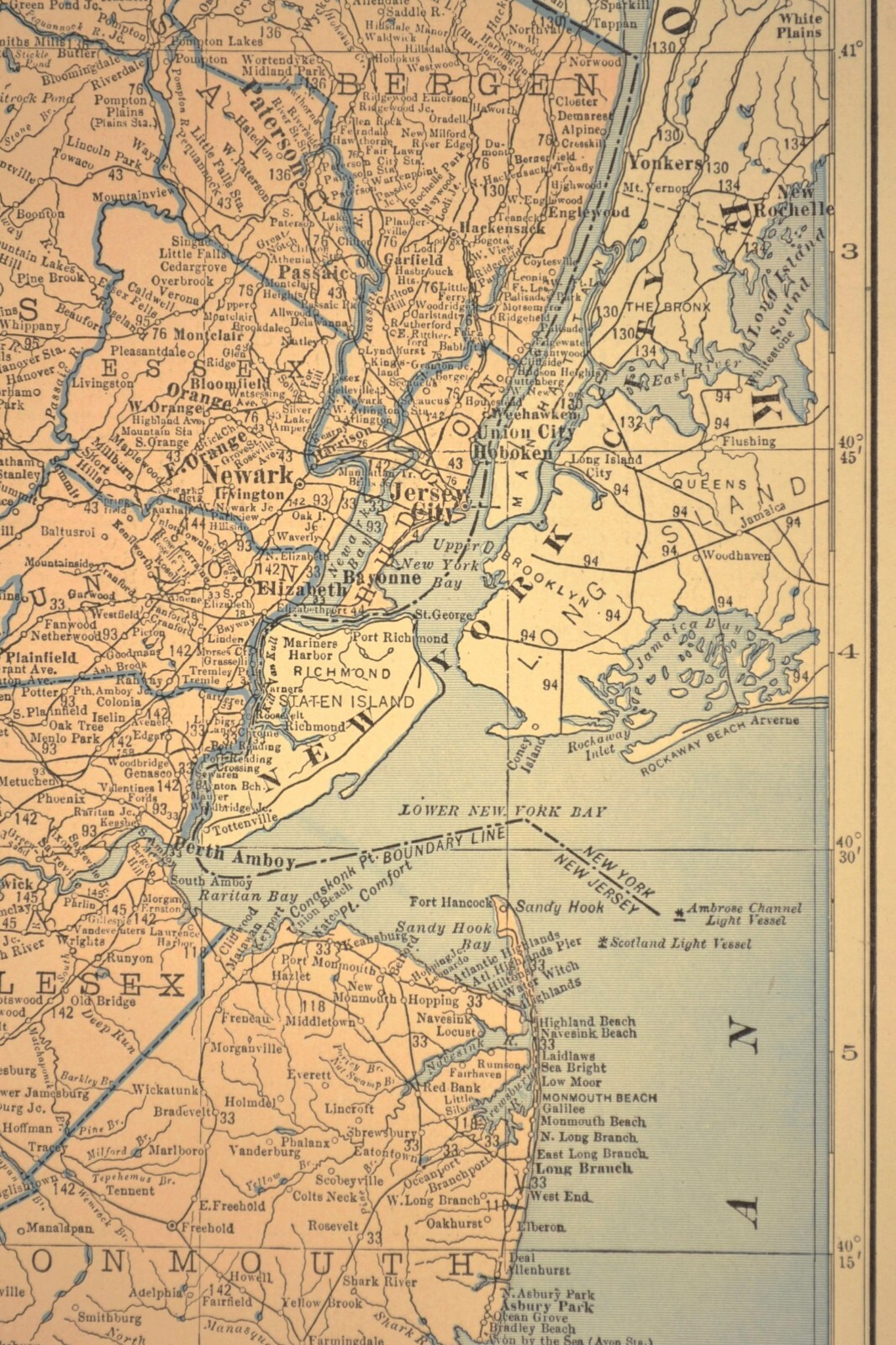 Vintage NEW JERSEY Railroad Map PRR LARGE Pennsylvania RR Original Atlas Antique