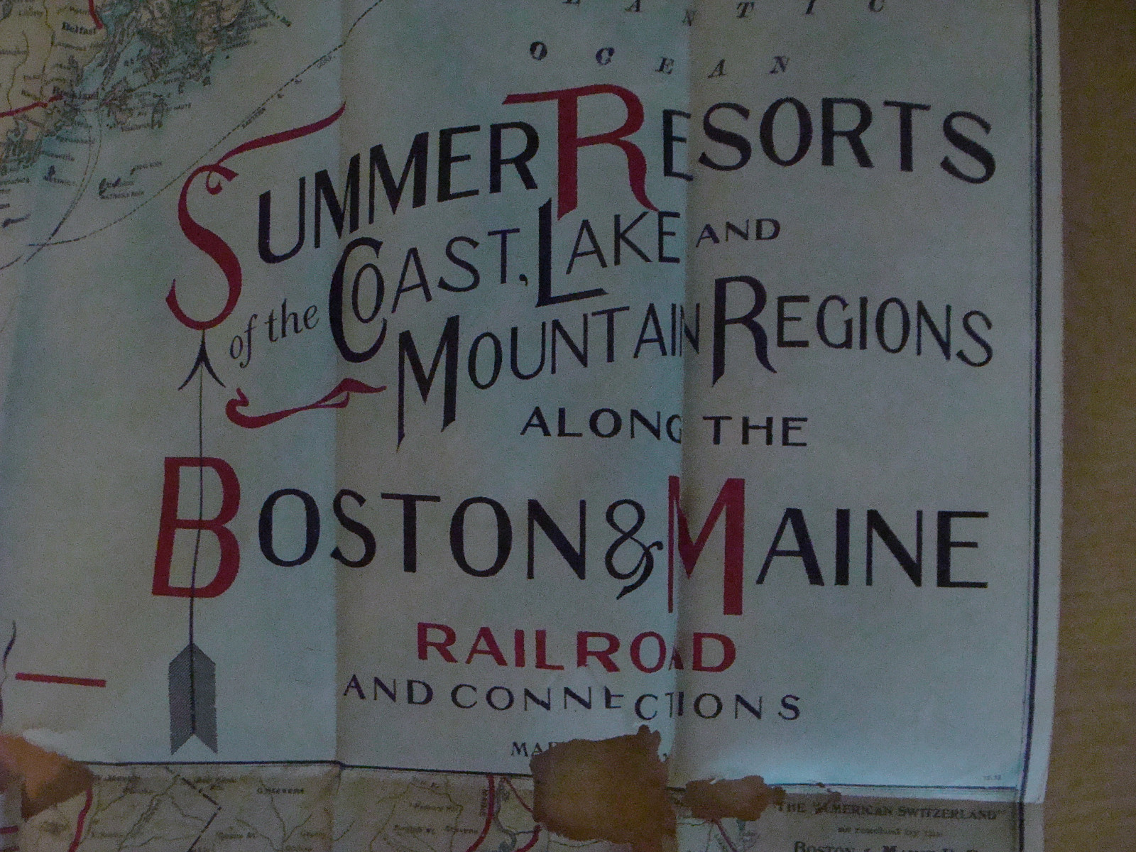 Vintage Original Map: SUMMER RESORTS of the coast along BOSTON & MAINE RR 26×28″