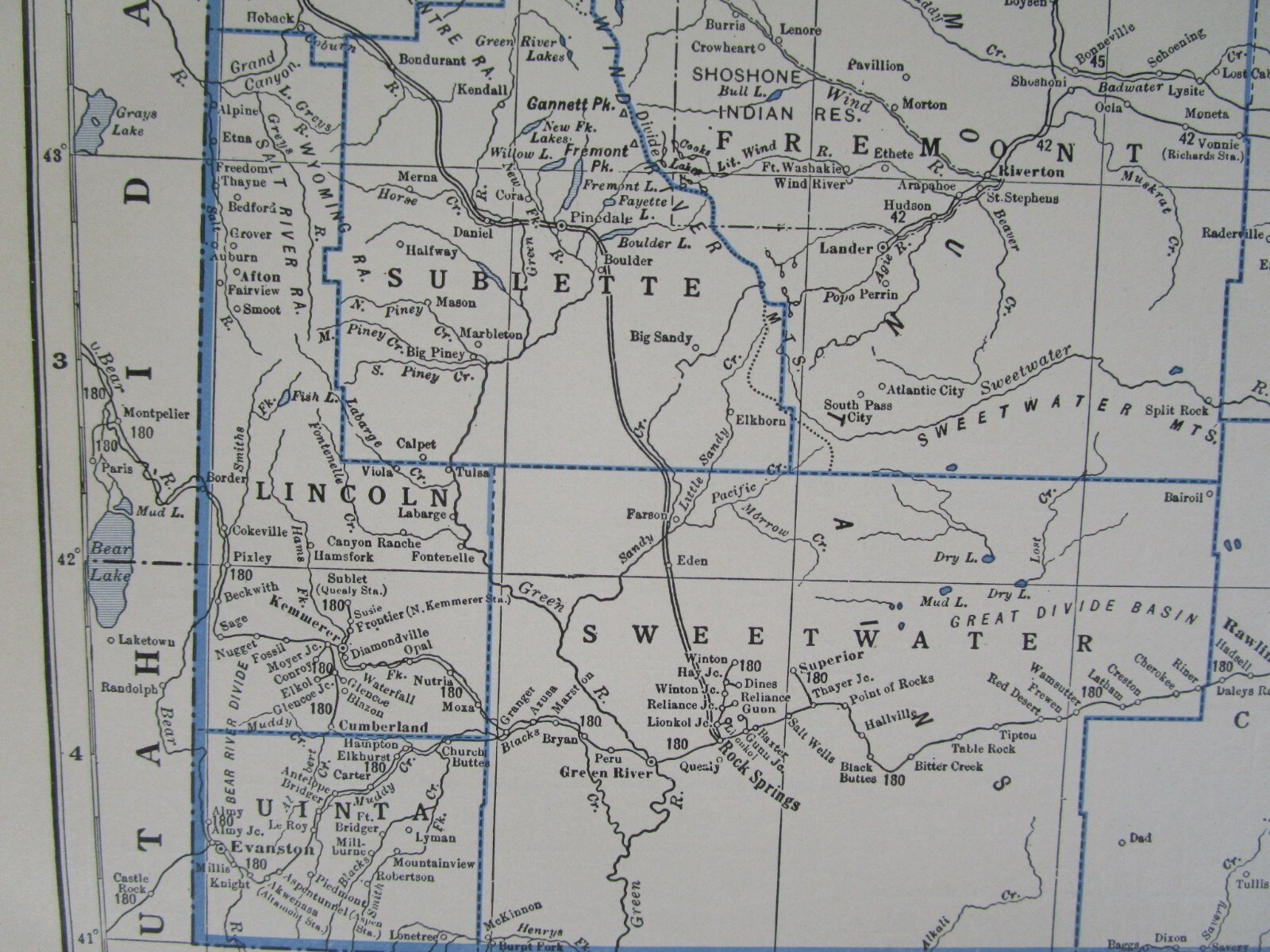 WY 1931 WYOMING RAILROAD Map. LARAMIE, NORTH PARK & WESTERN RR