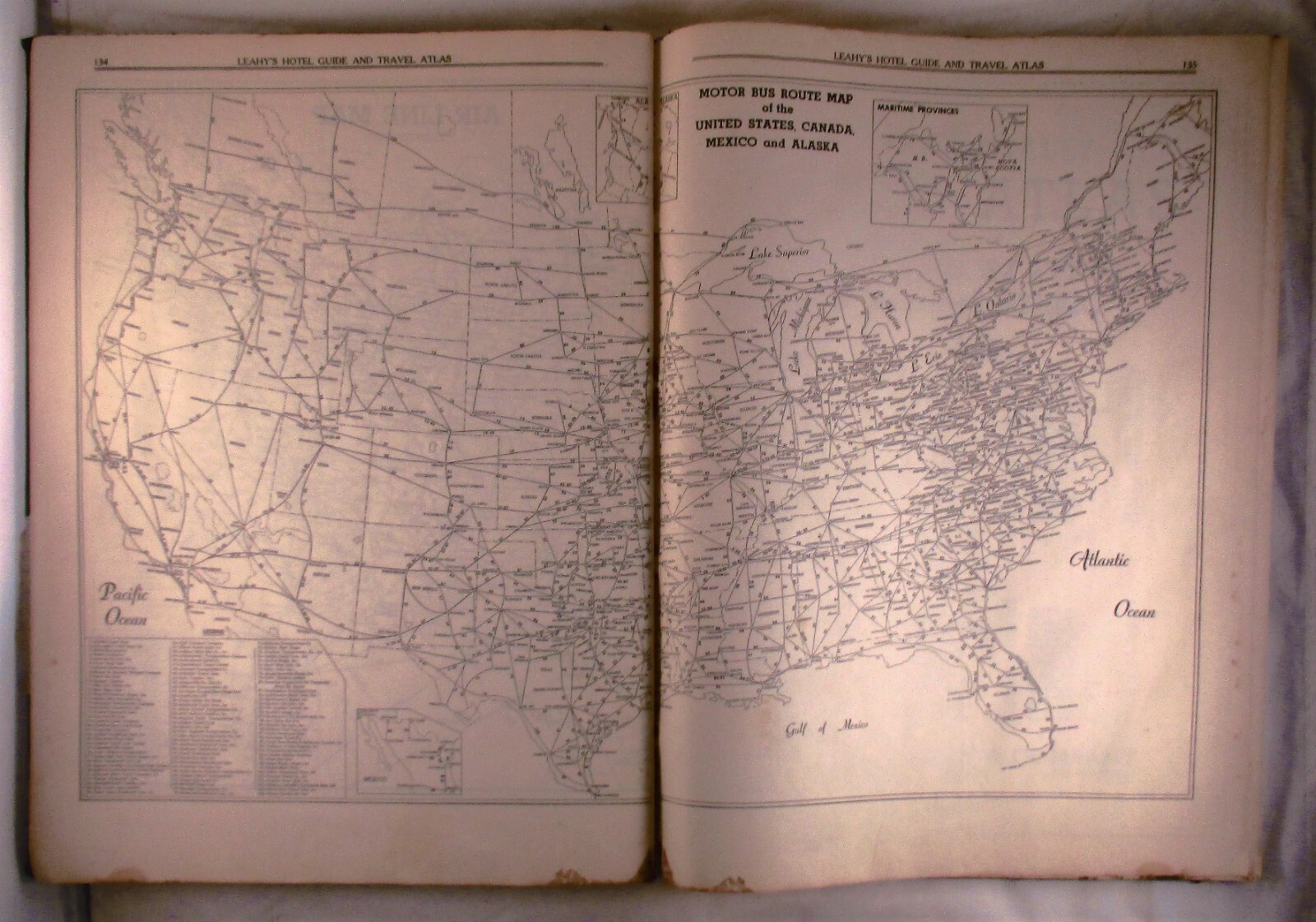 1950 Leahy Hotel Guide Travel Atlas Santa Fe Railrod Canada United States Mexico