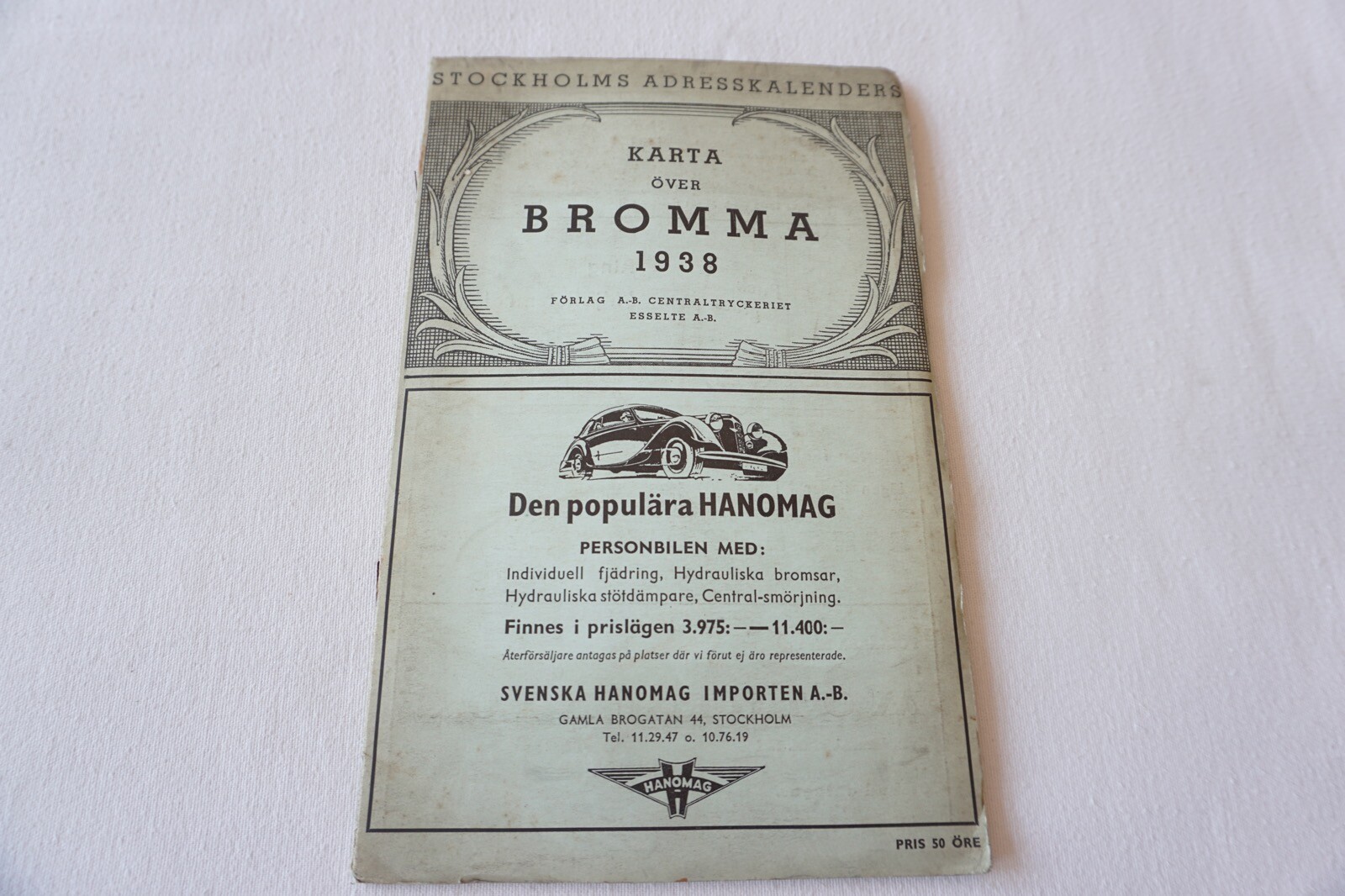 1938 Sweden Railway Map Bromma Stockholm