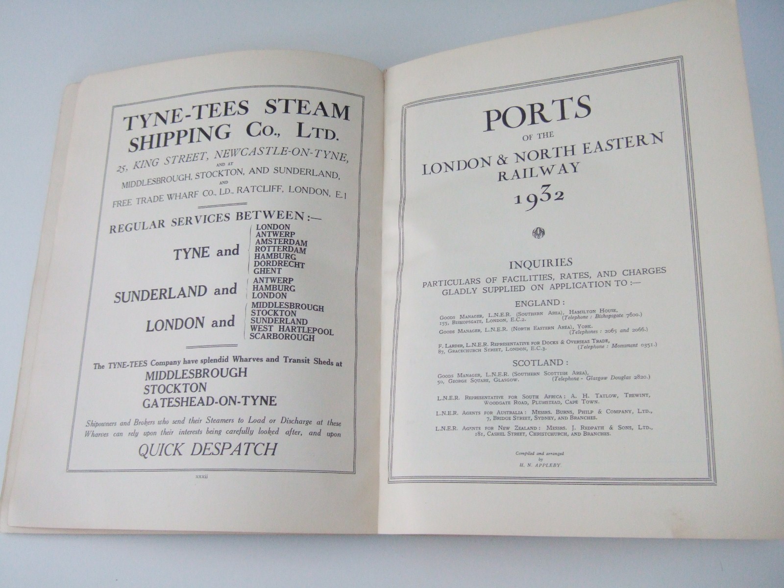 1932 Ports of the LNER Book. 9 Fold-Out Plans. Dock Information. Incomplete