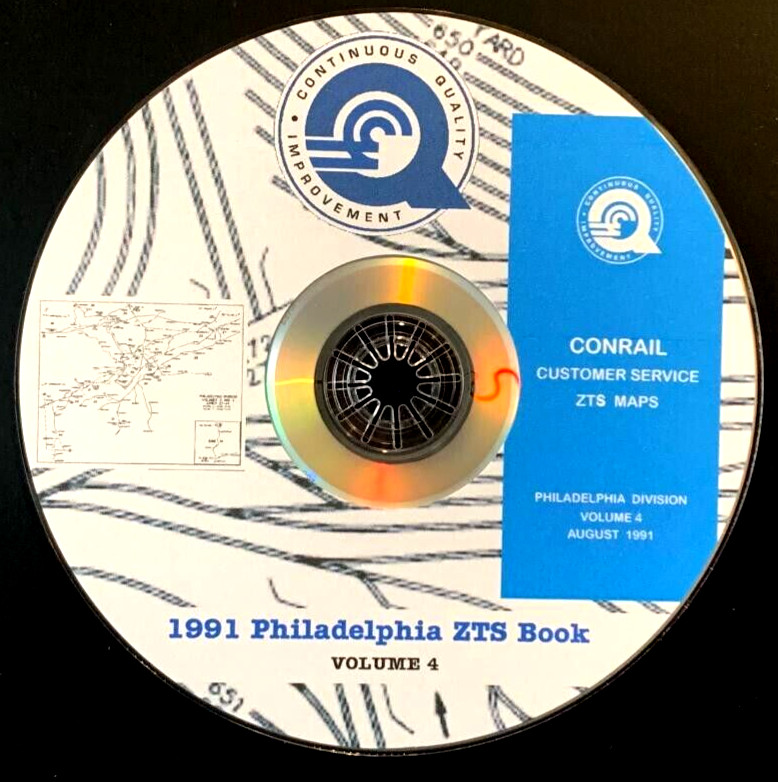 Conrail 1991 Philadelphia Div Volume 4 ZTS Zone-Track-Spot Maps PDF Pages on DVD