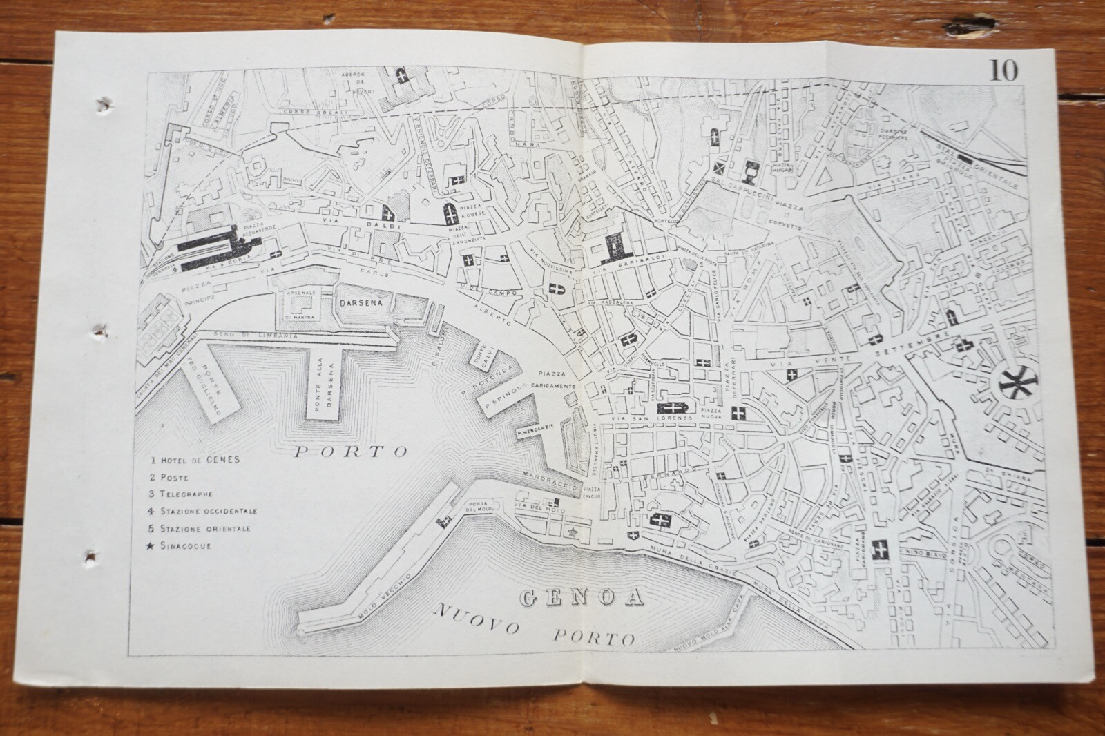 1899 Bradshaws Map of Genoa Italy Original Railway Map
