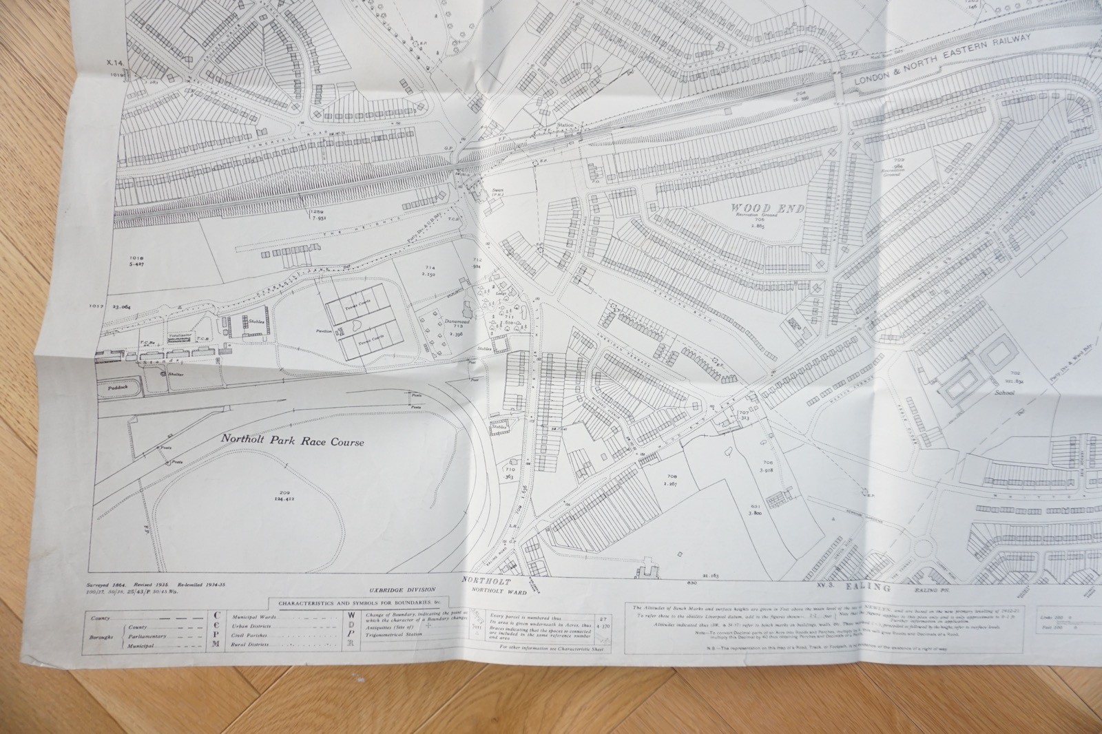 1935 South Harrow Northolt London LNER Railway OS Railway Map