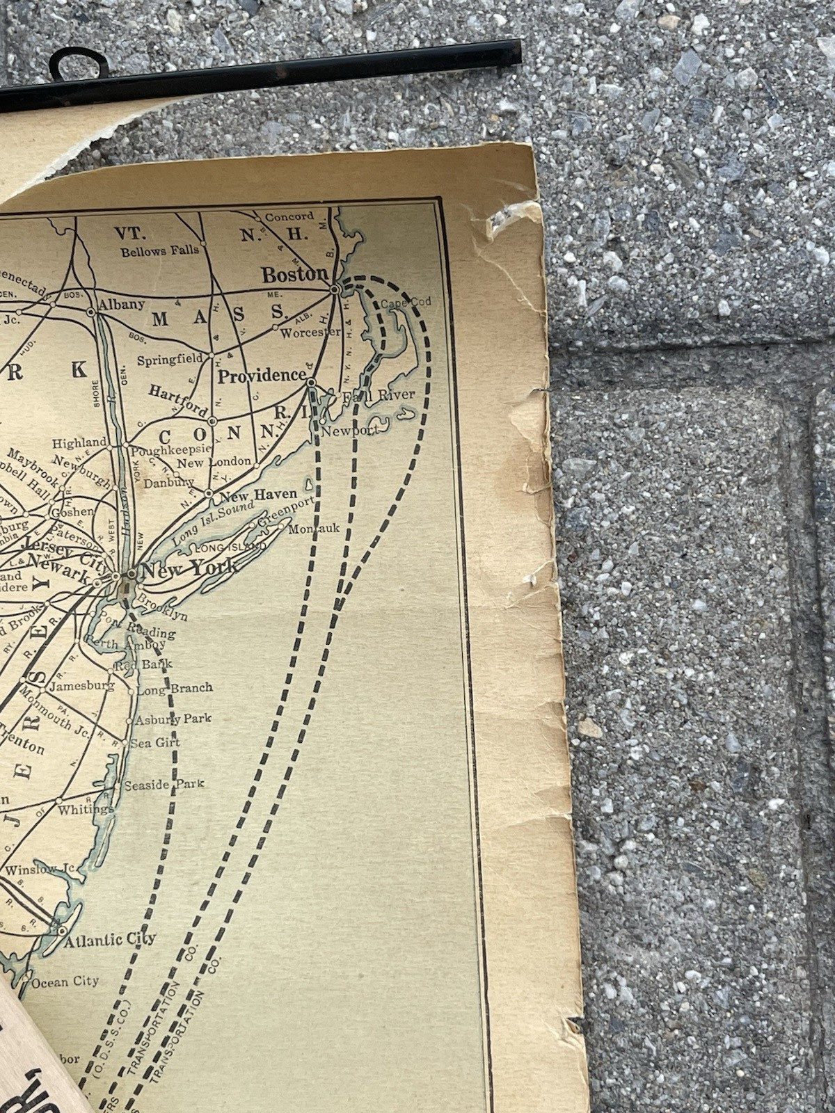 Antique c. 1940s Norfolk Southern Railroad System Track Wall Map Dixie Air Line