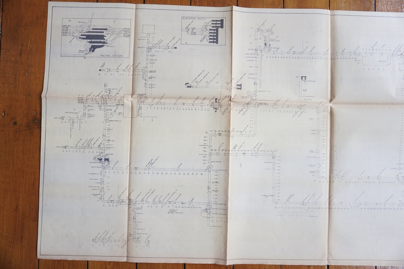 c1960s Preston Division Linen Track Route Plan Railway Map