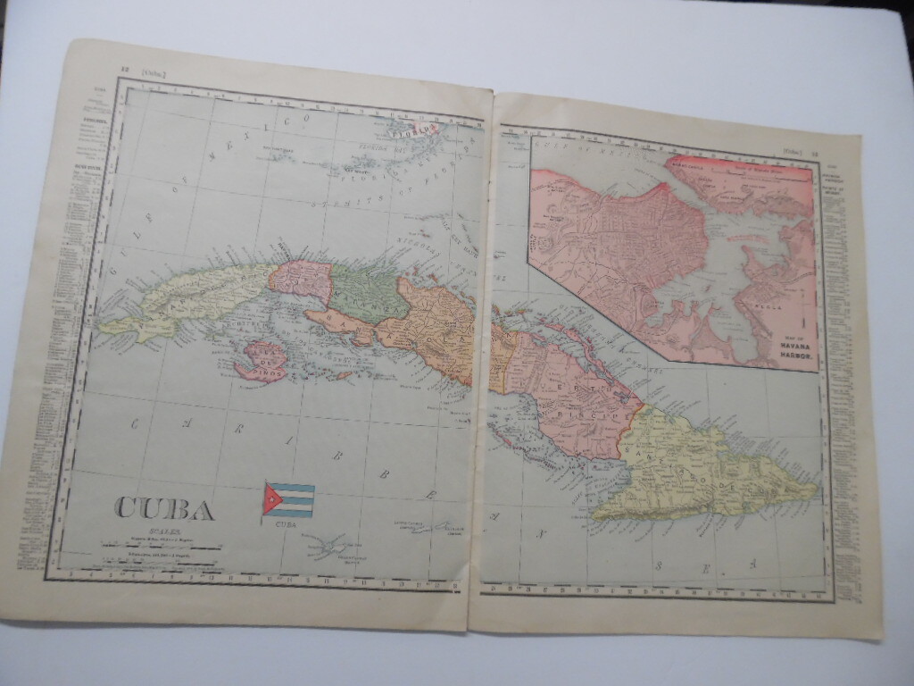 1898 Burlington Cedar Rapids Northern Railway Spanish American War Atlas Antique