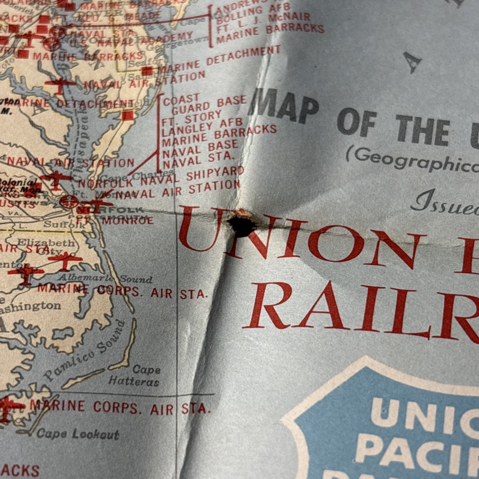 Vintage Union Pacific Railroad Military Map 1950 First Edition