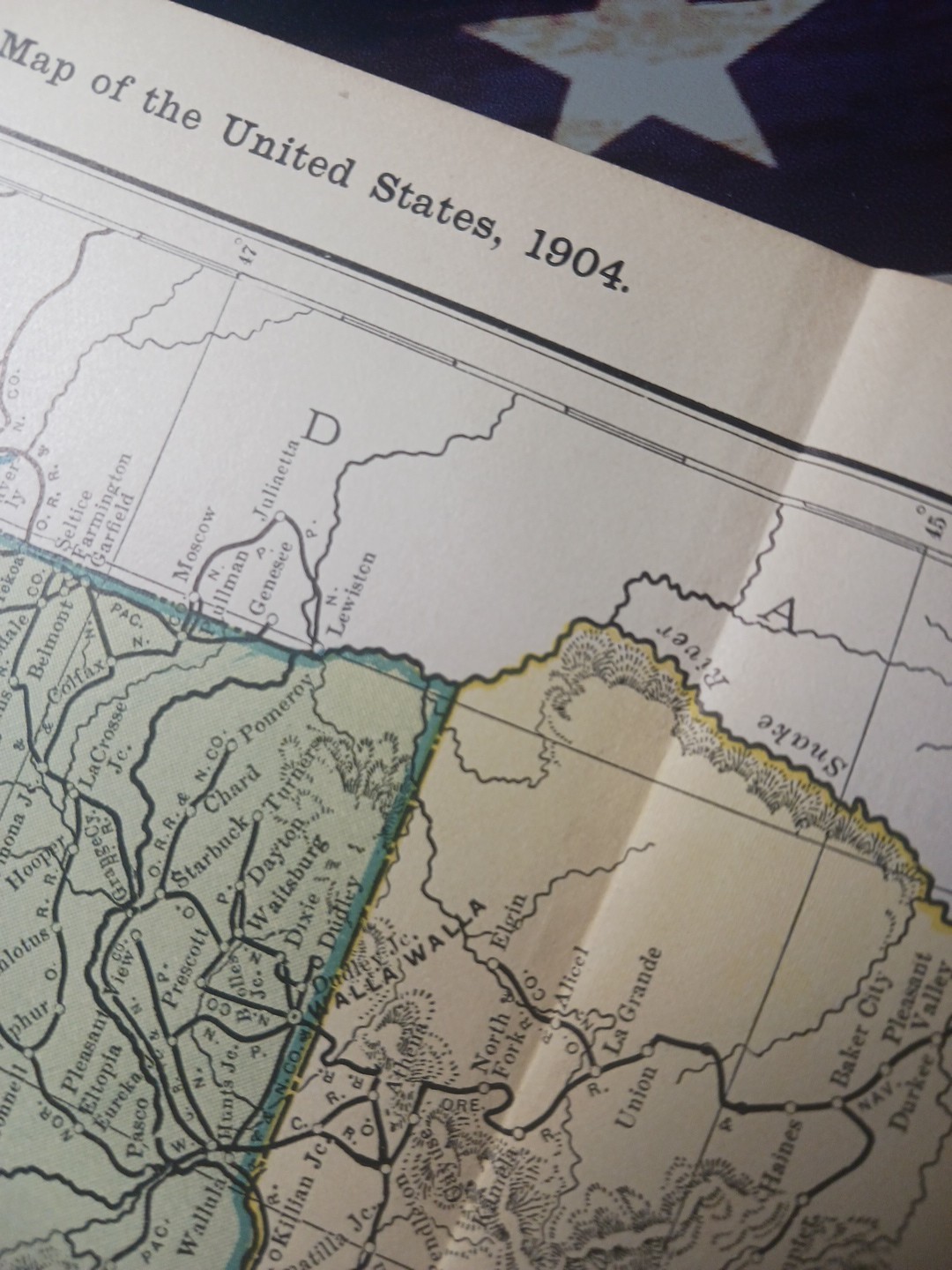 ~1904 Antique Railroad Map WASHINGTON OREGON All railway Routes Depots 11×9″