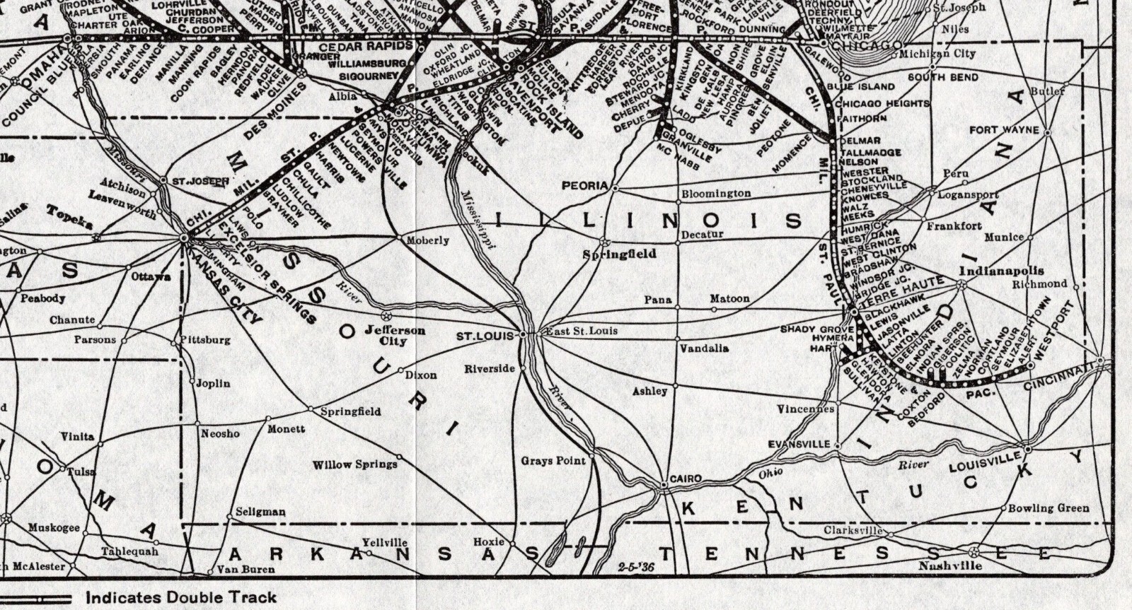 1936 Antique Chicago Milwaukee St Paul and Pacific Railroad Map Railway Map 2350