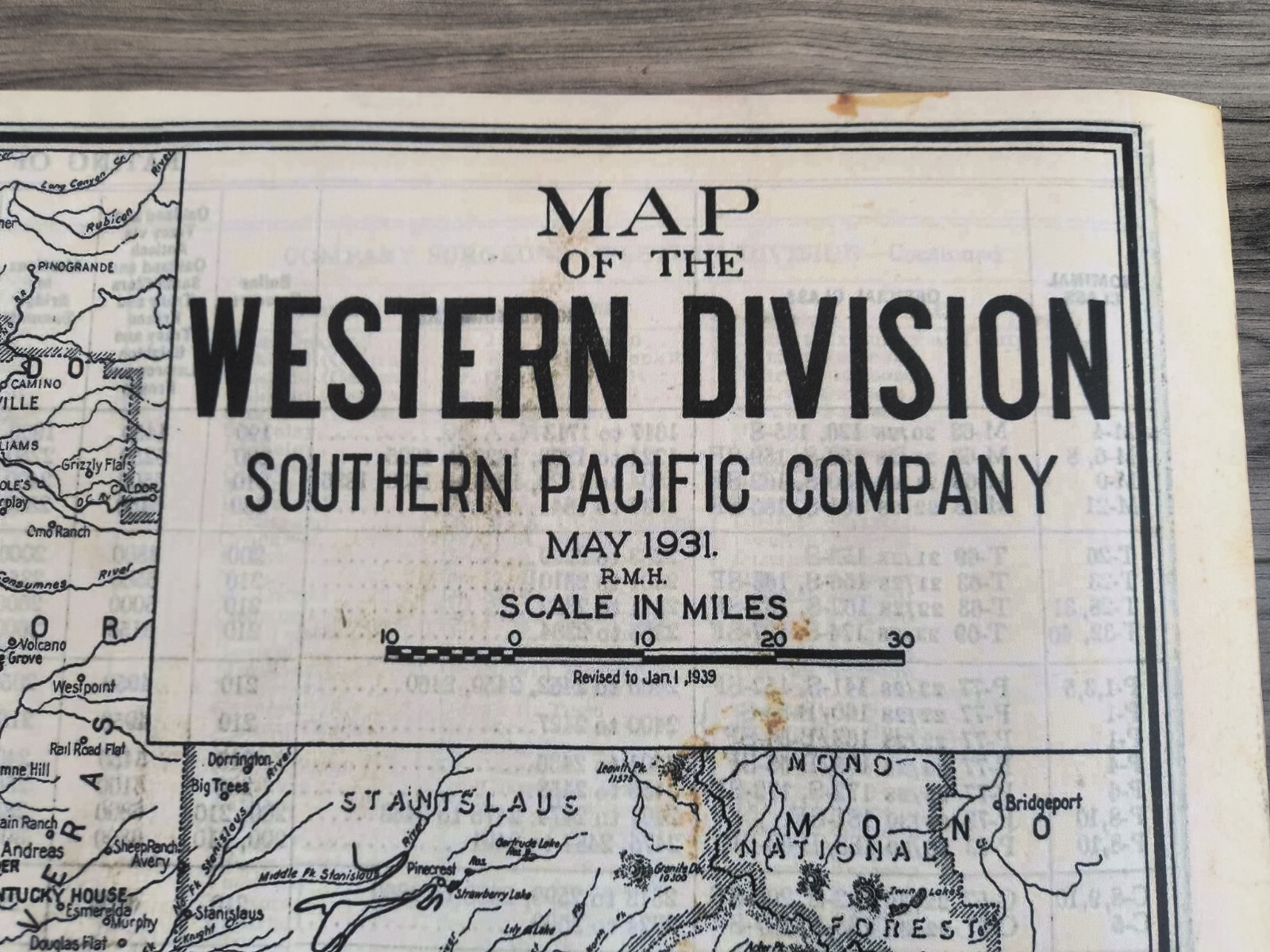 1931 Southern Pacific Railroad Western Division Map Wall Poster Decor