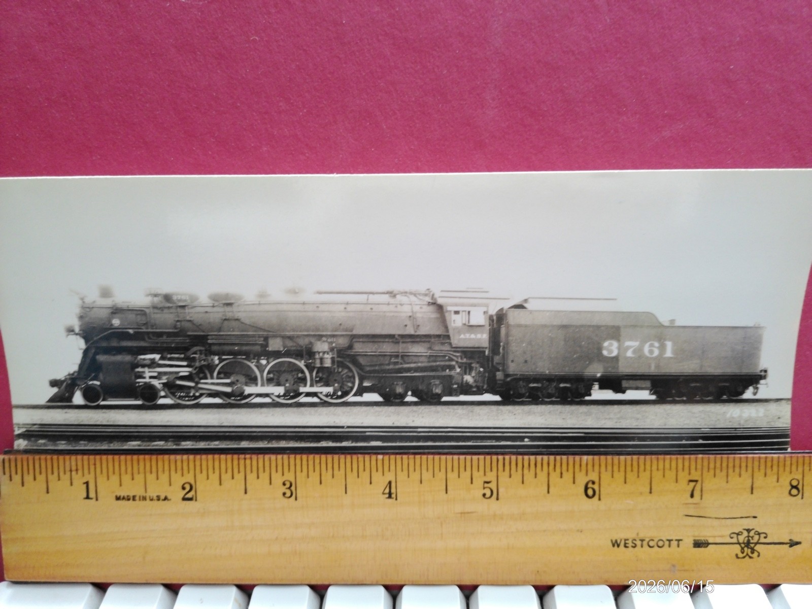 AT&SF RAILROAD ORIG BLUEPRINT DATA DIAGRAM BUILDER PHOTO 4-8-4 LOCOMOTIVE #3700