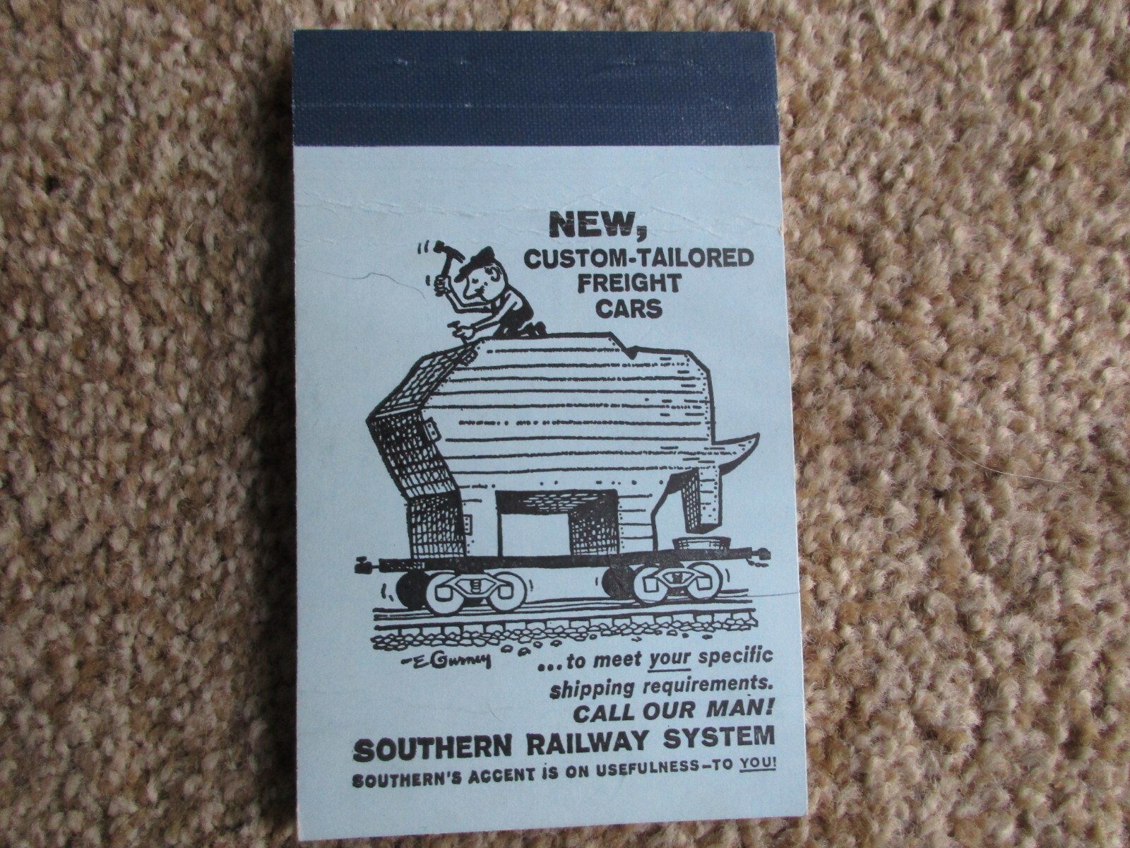 Vintage 1963 Southern Railway Systems Custom Tailored Freight Cars Note Pad