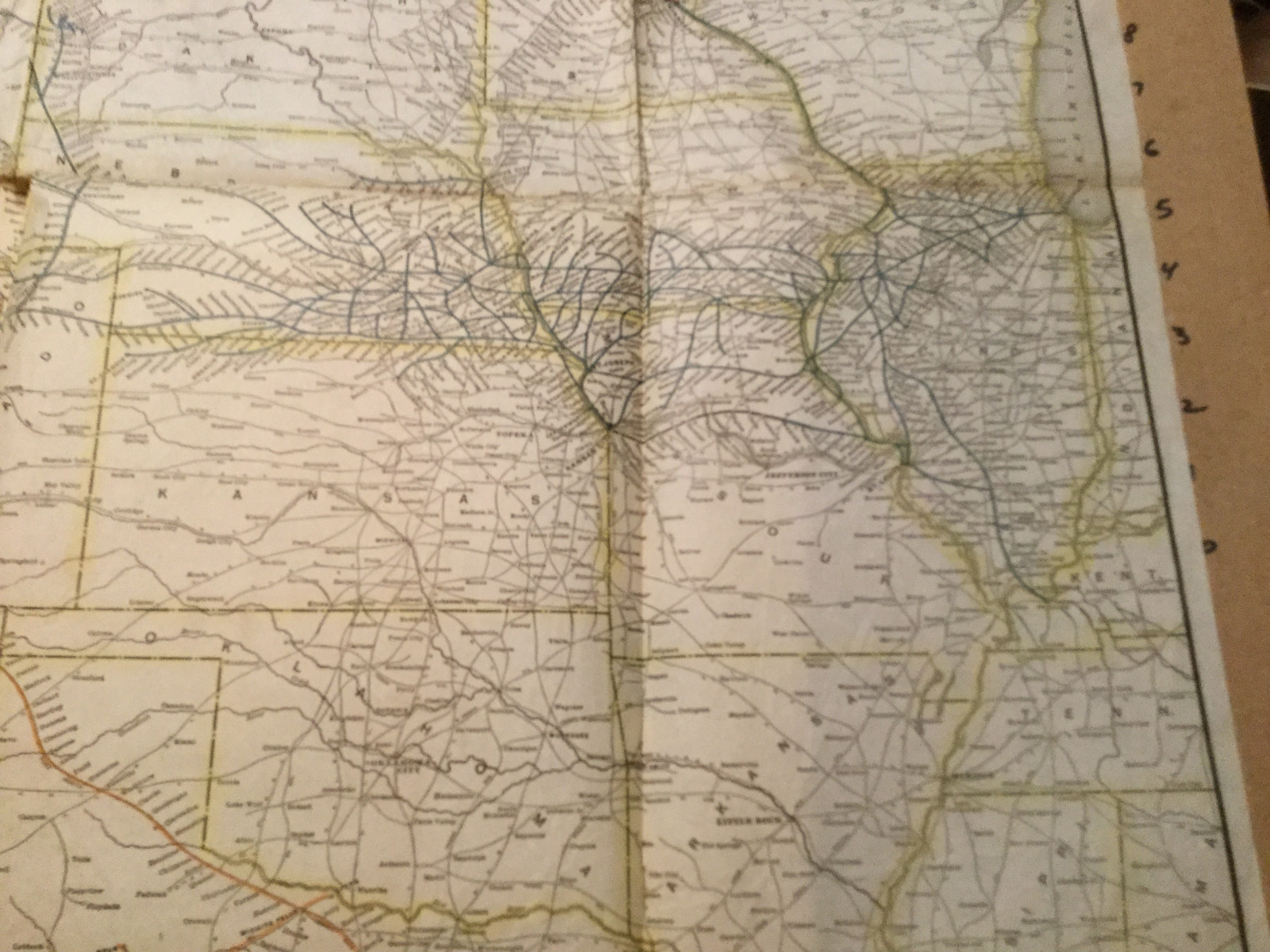 Vintage Map — RAILWAY — 1913 — 32 X 36″ us map w/ RAILWAY SYSTEMS color lines