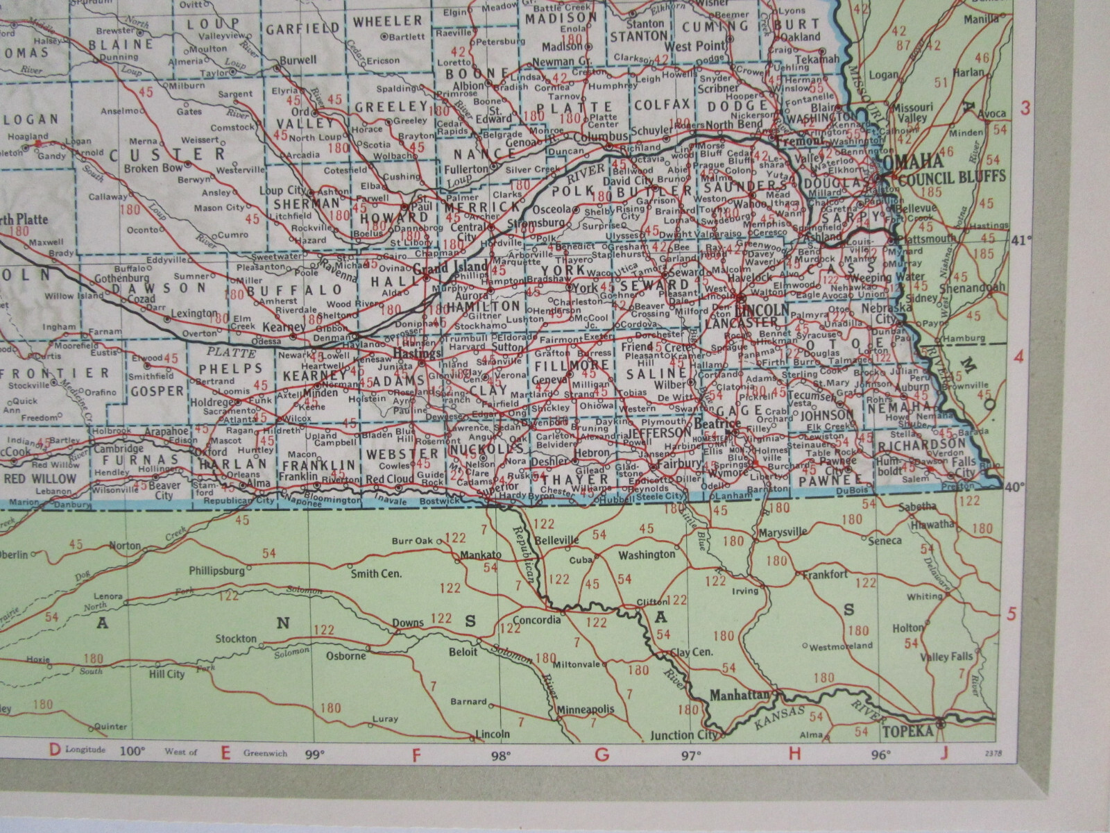 MT NE Mid Century 1950 MONTANA RAILROAD Map. ~or~ NEBRASKA