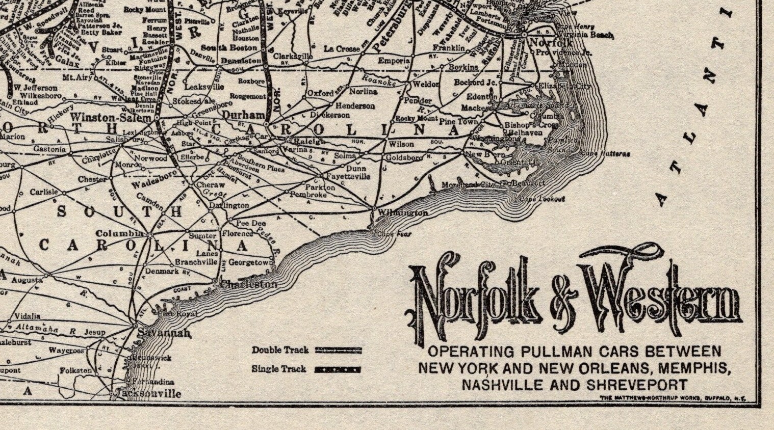 1929 Antique NORFOLK and WESTERN Railway Map Vintage Railroad Map 2540