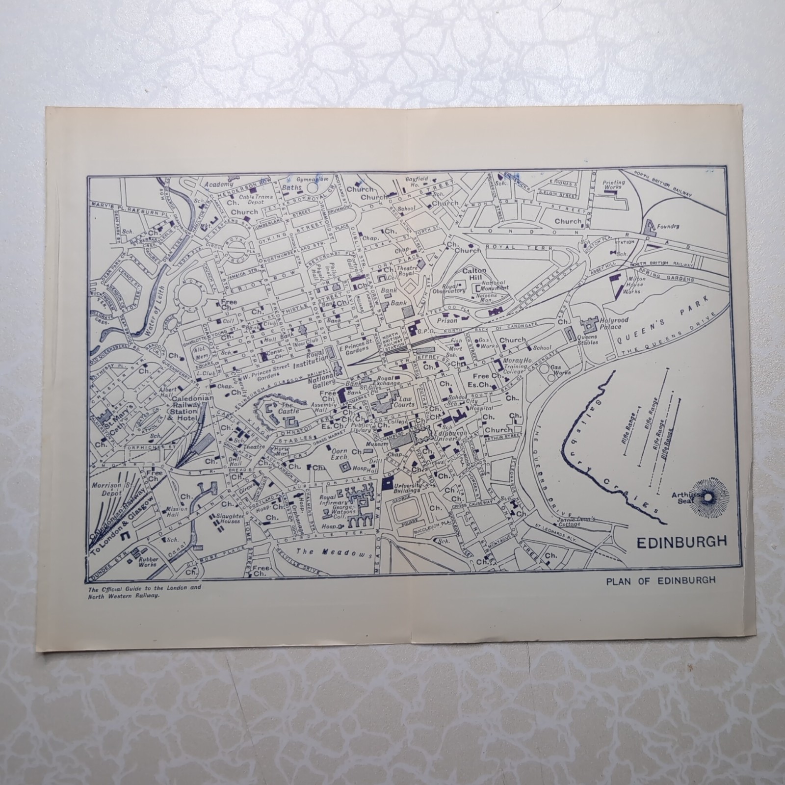 Original 1912 London And North Western Railway Plan Map Of Edinburgh