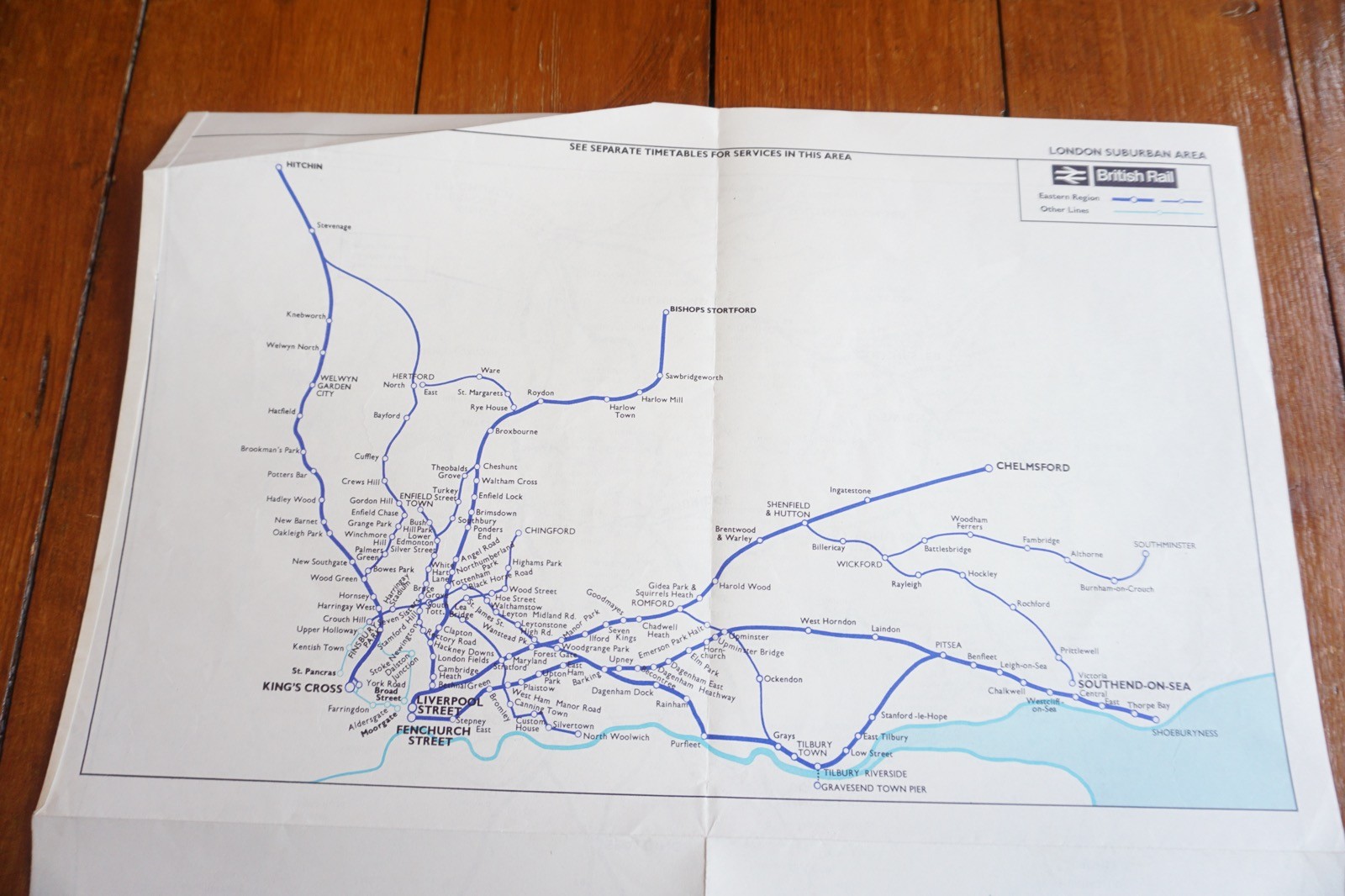 June 1965 Eastern Region British Rail Railway Map
