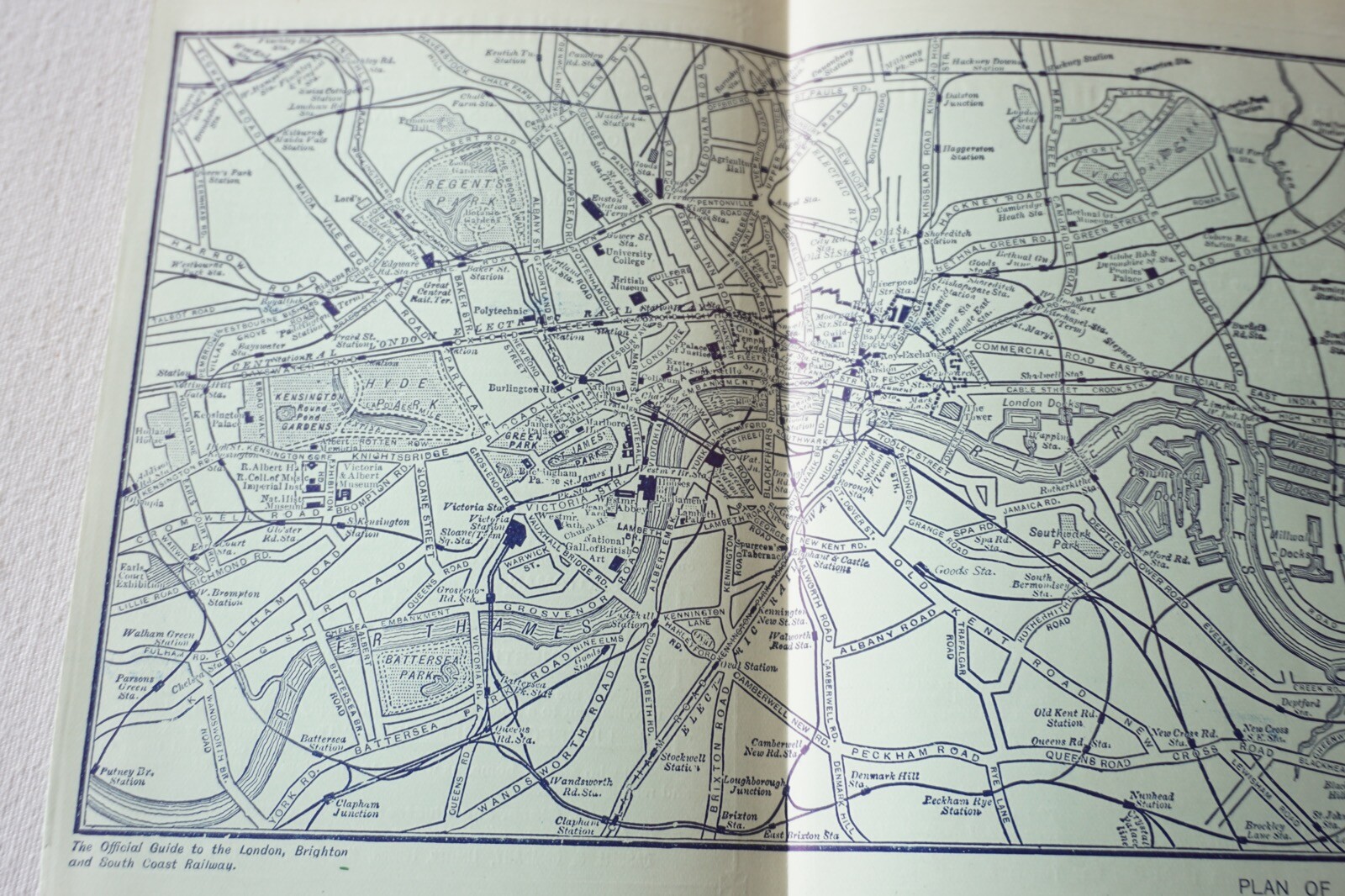1912 London Brighton South Coast LBSCR Railway Map of London VGC
