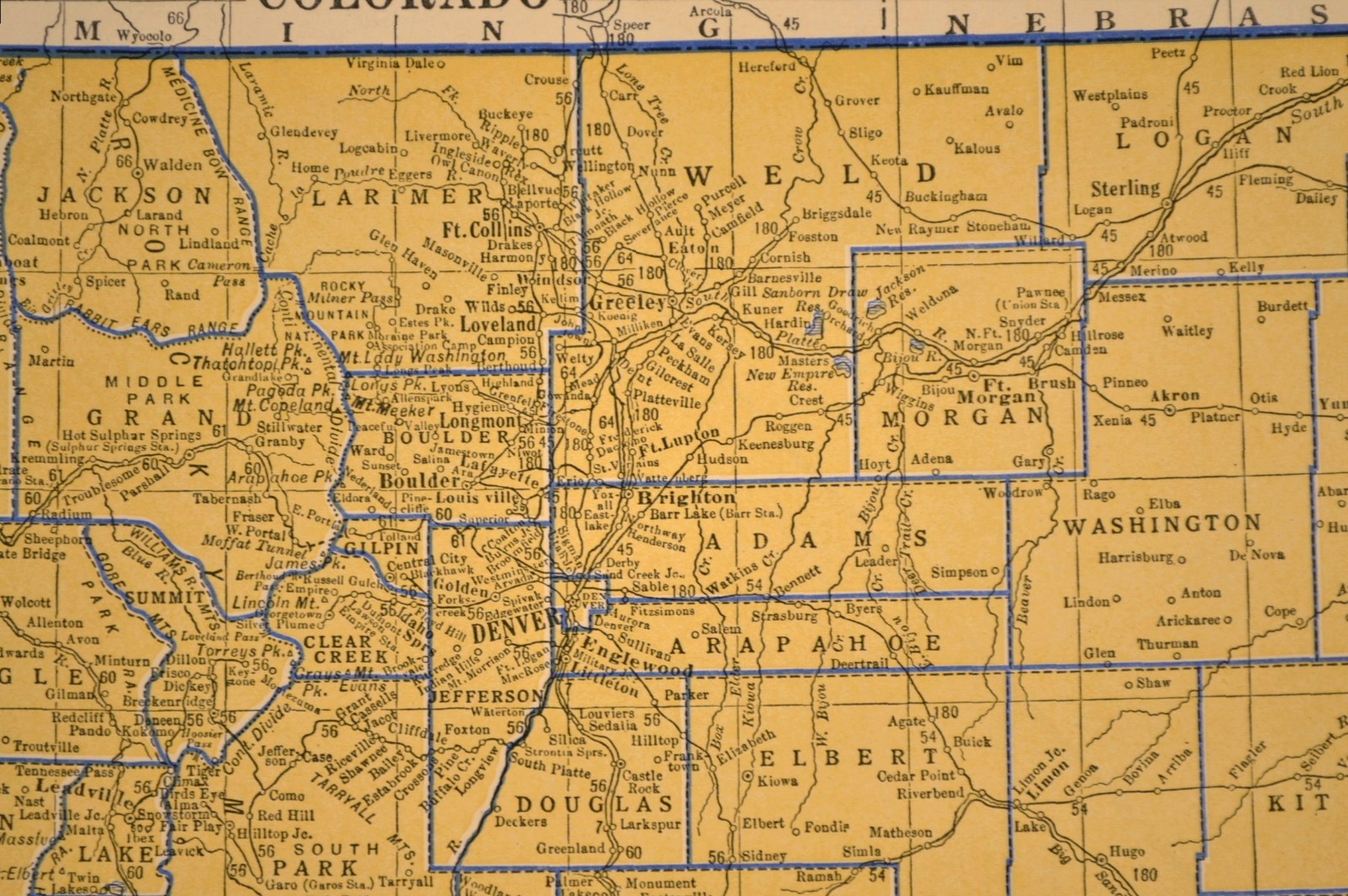 ca1938 COLORADO Railroad Map Depot Towns DRGW RR Historic Original Atlas Map